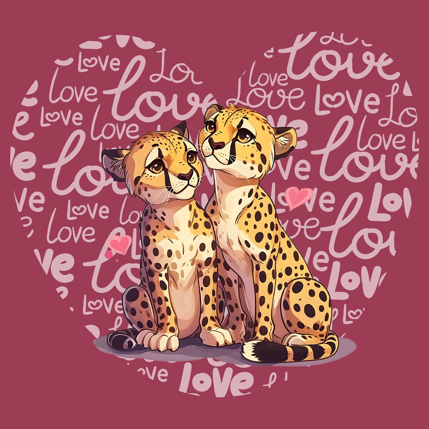 Cheetah Love Heart - Adult Unisex T-Shirt