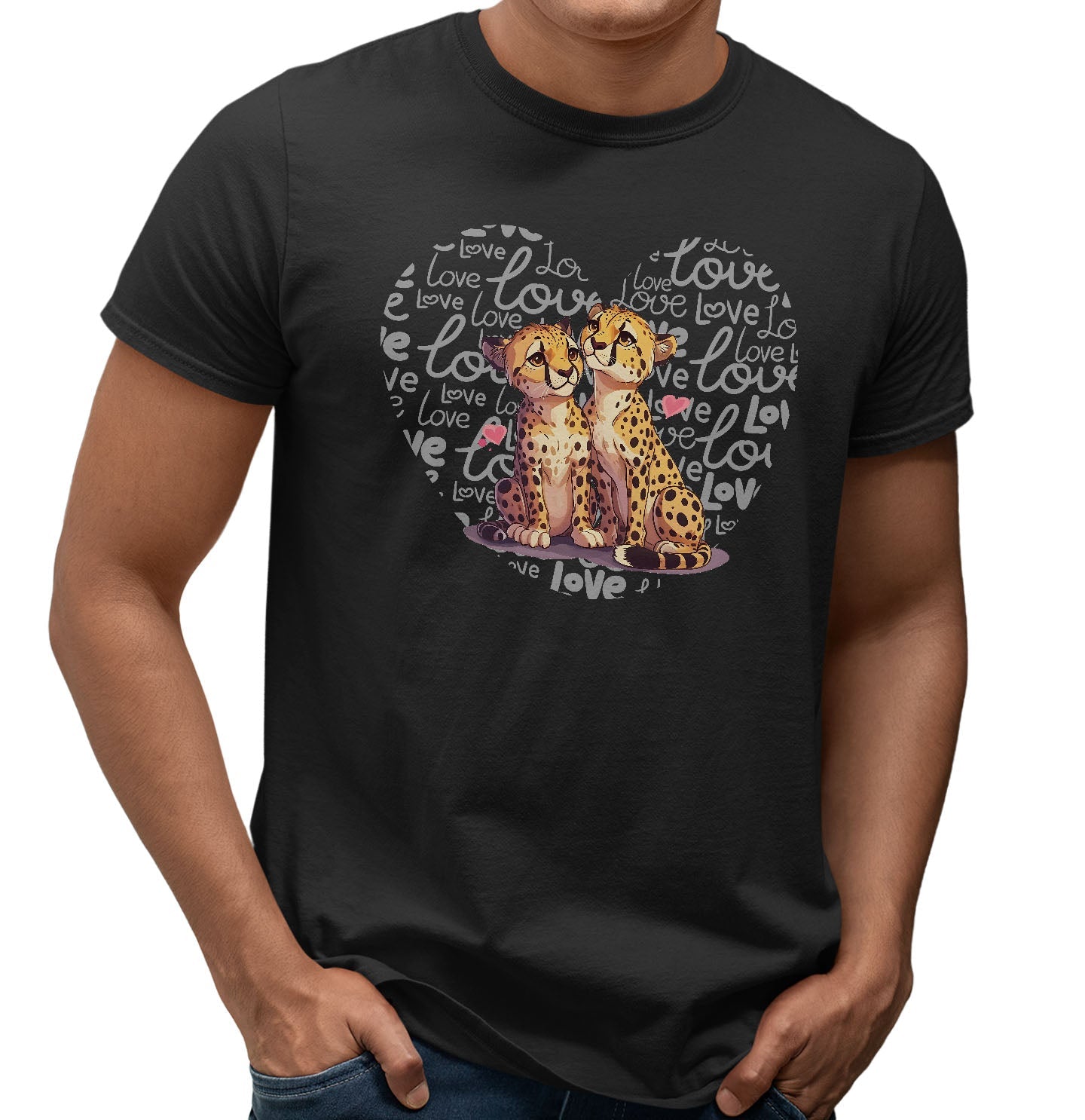 Cheetah Love Heart - Adult Unisex T-Shirt