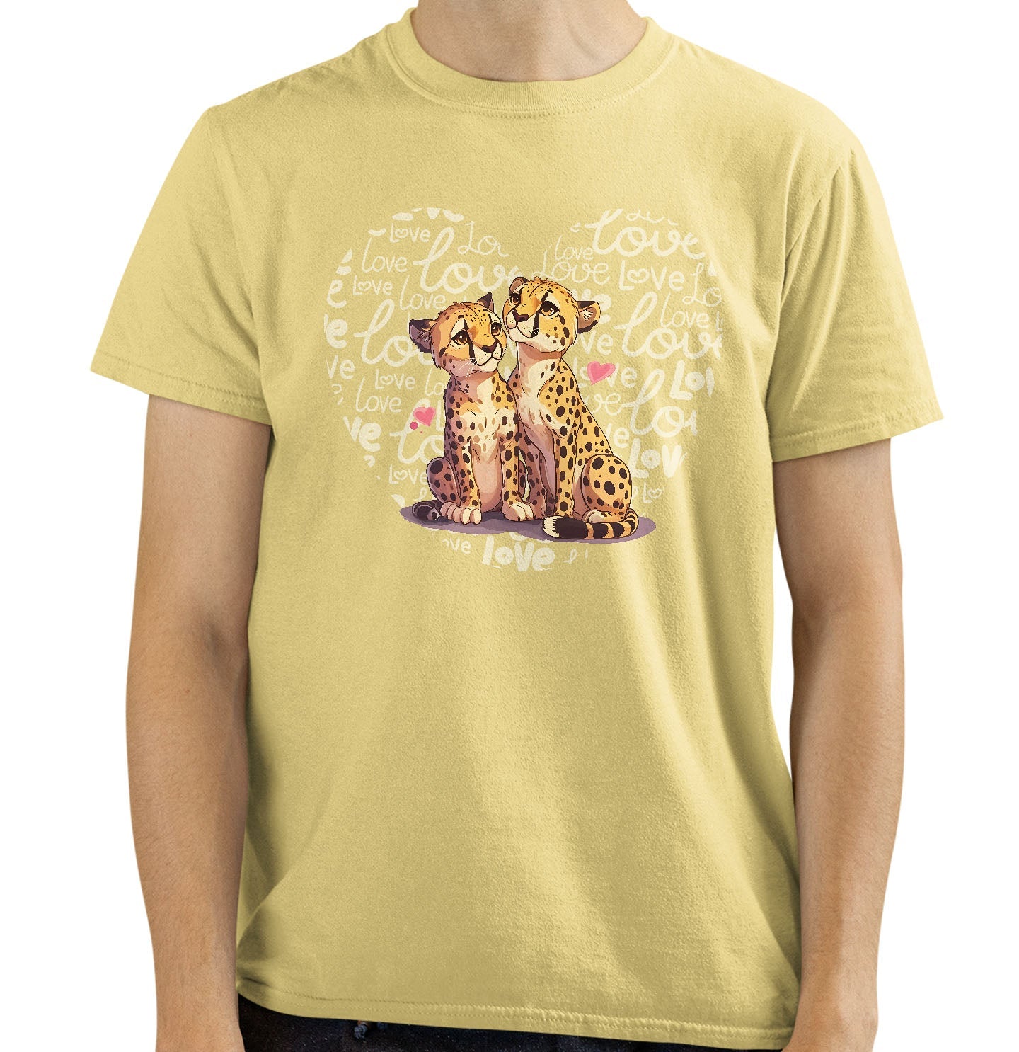 Cheetah Love Heart - Adult Unisex T-Shirt