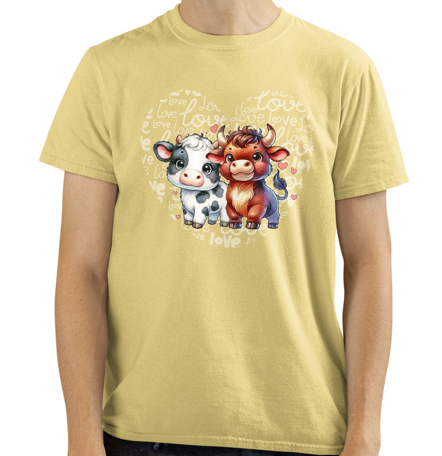 Cow Love Heart - Adult Unisex T-Shirt