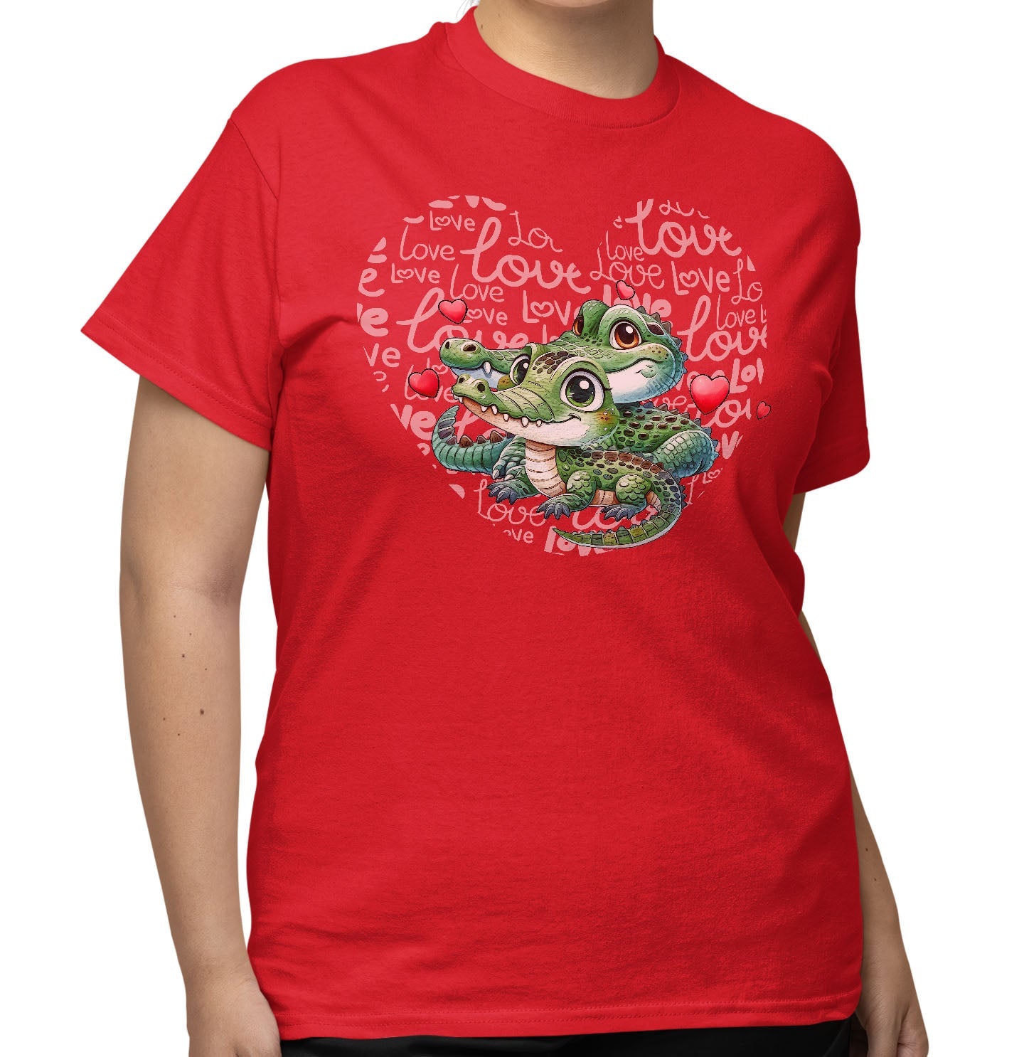 Crocodile Love Heart - Adult Unisex T-Shirt