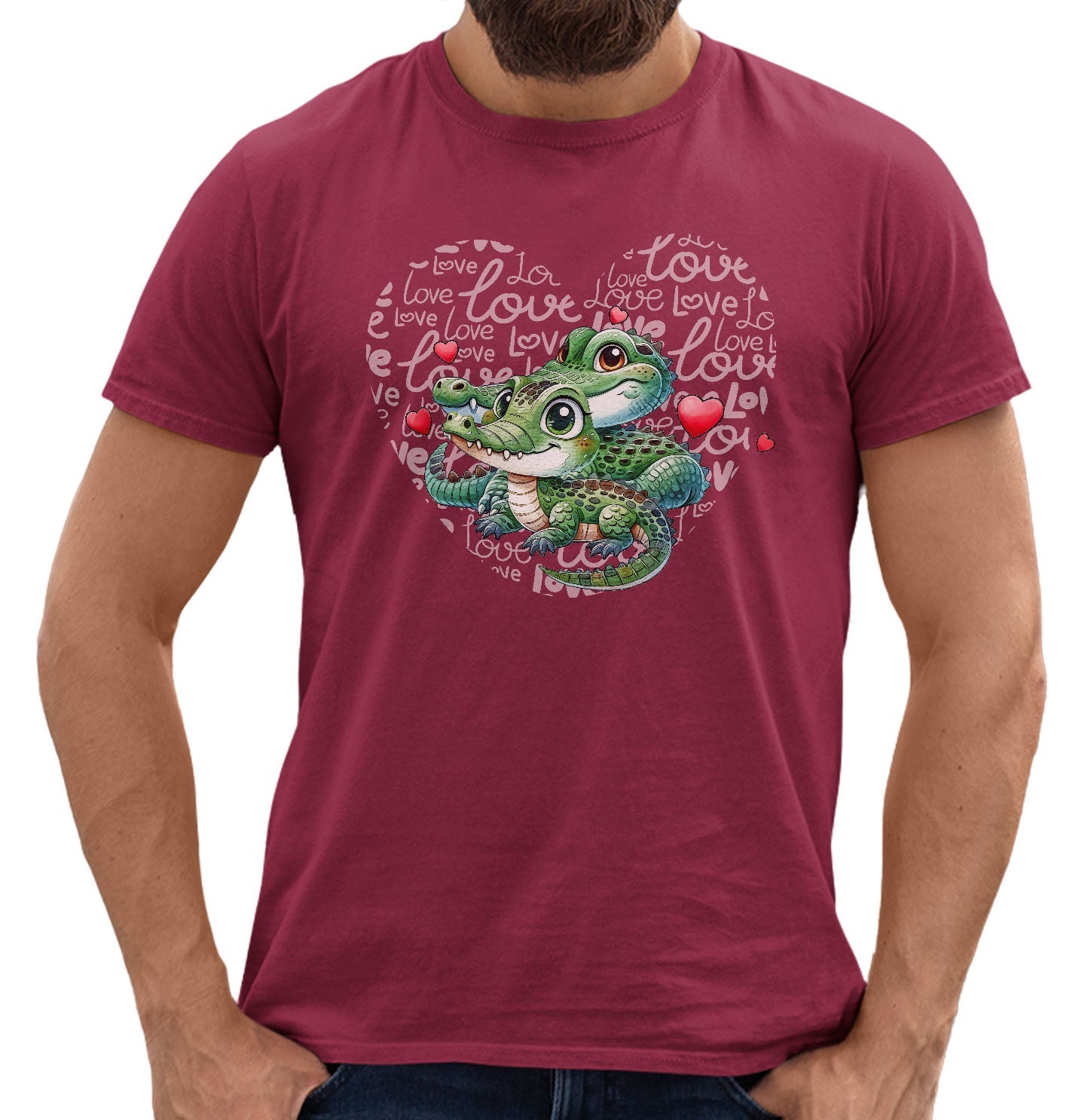 Crocodile Love Heart - Adult Unisex T-Shirt