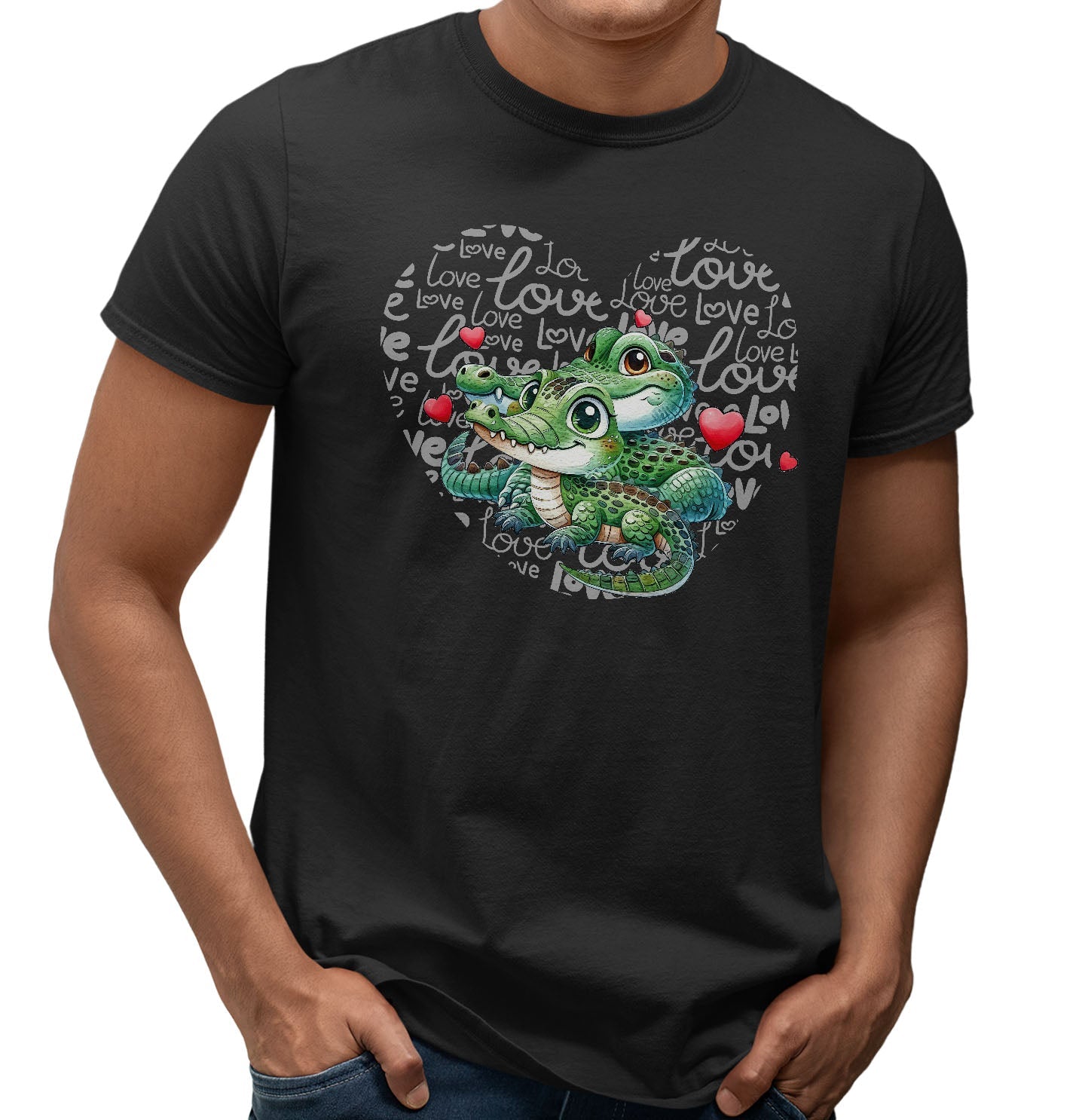 Crocodile Love Heart - Adult Unisex T-Shirt
