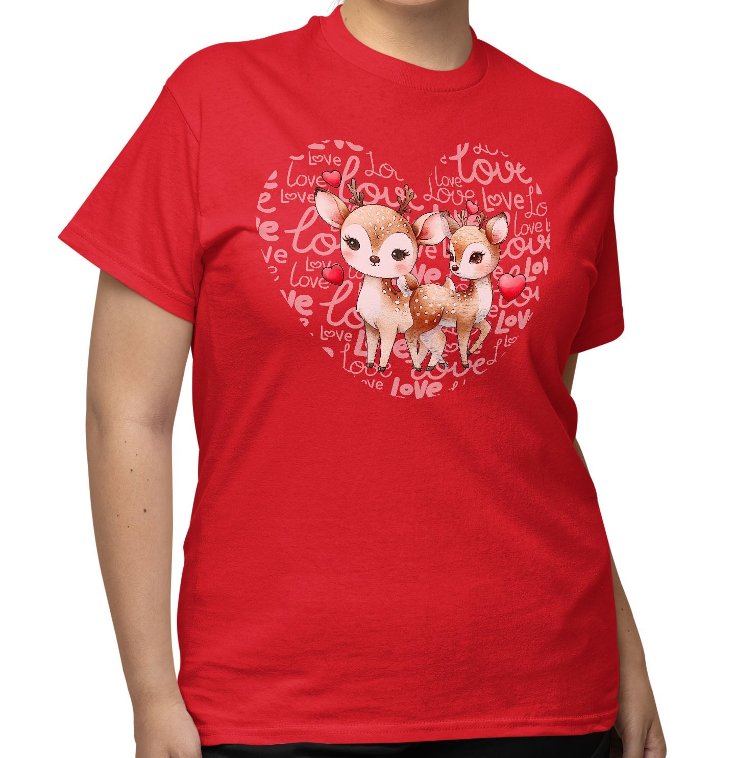 Deer Love Heart - Adult Unisex T-Shirt