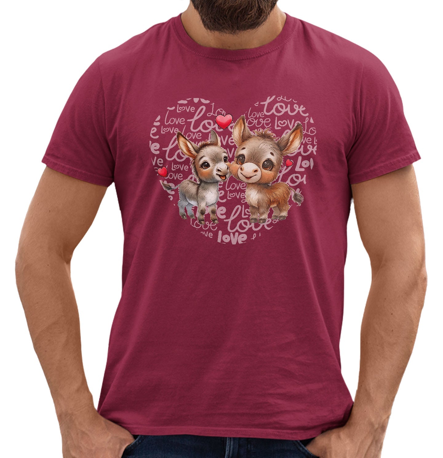Donkey Love Heart - Adult Unisex T-Shirt