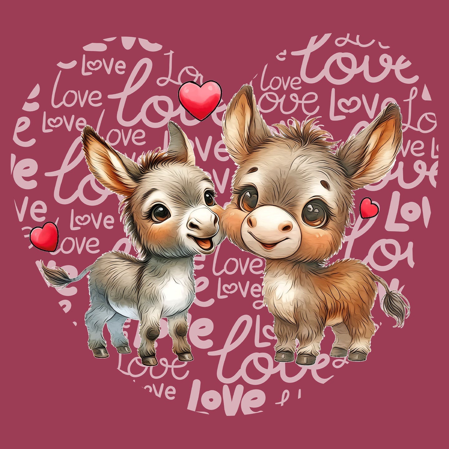 Donkey Love Heart - Adult Unisex T-Shirt