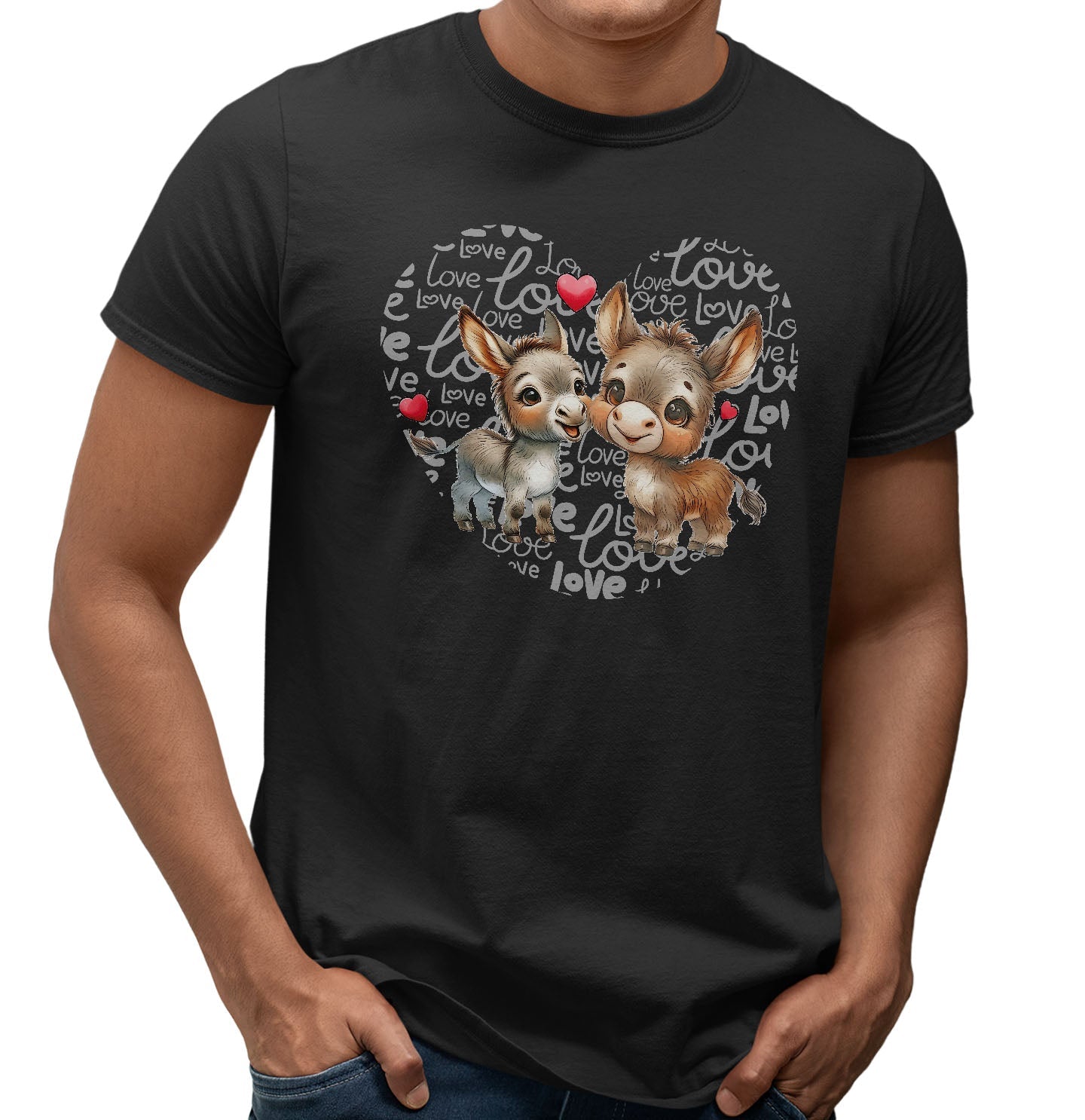 Donkey Love Heart - Adult Unisex T-Shirt