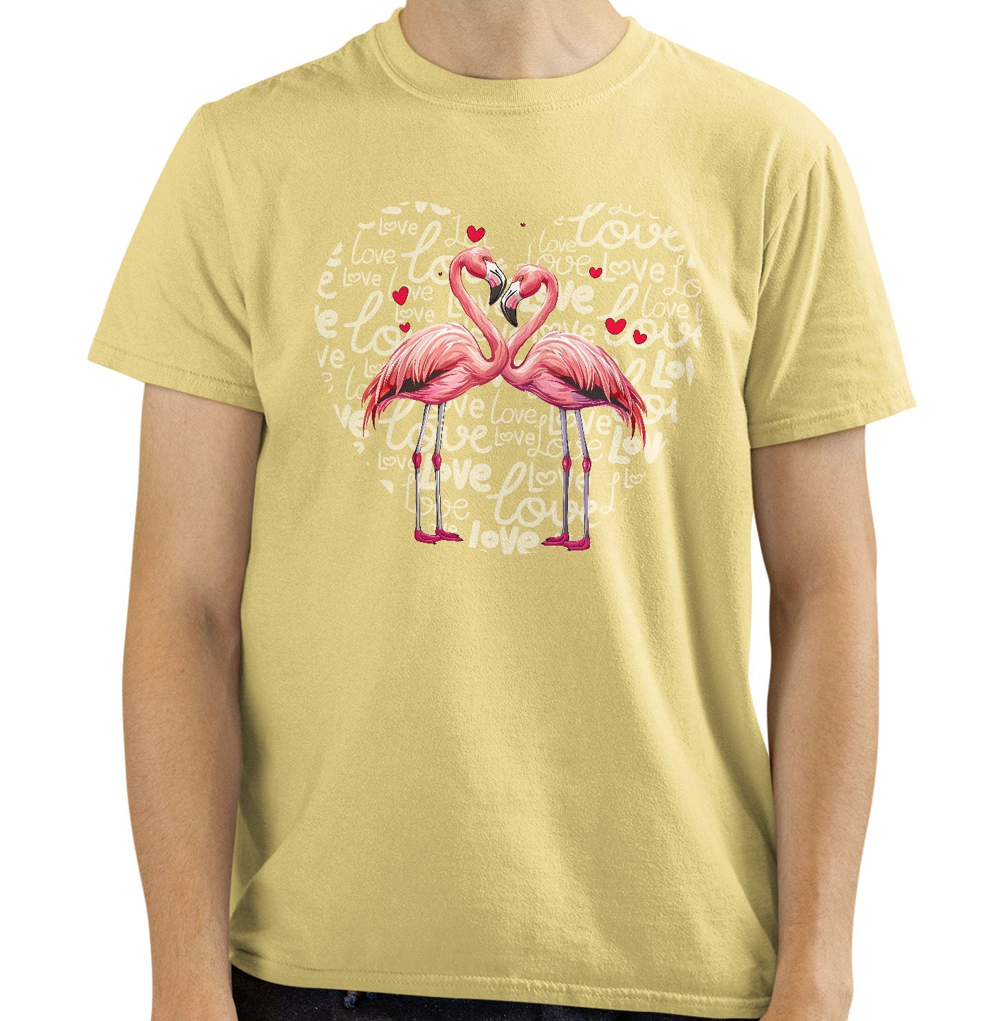 Flamingo Love Heart - Adult Unisex T-Shirt