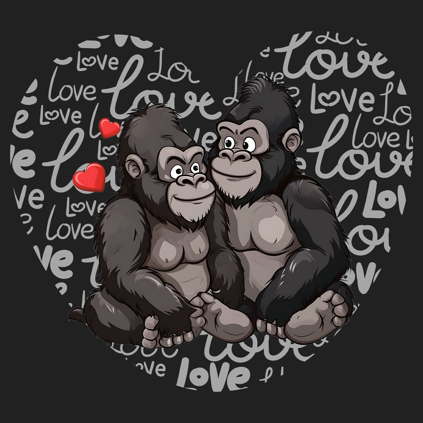 Gorilla Love Heart - Women's V-Neck T-Shirt