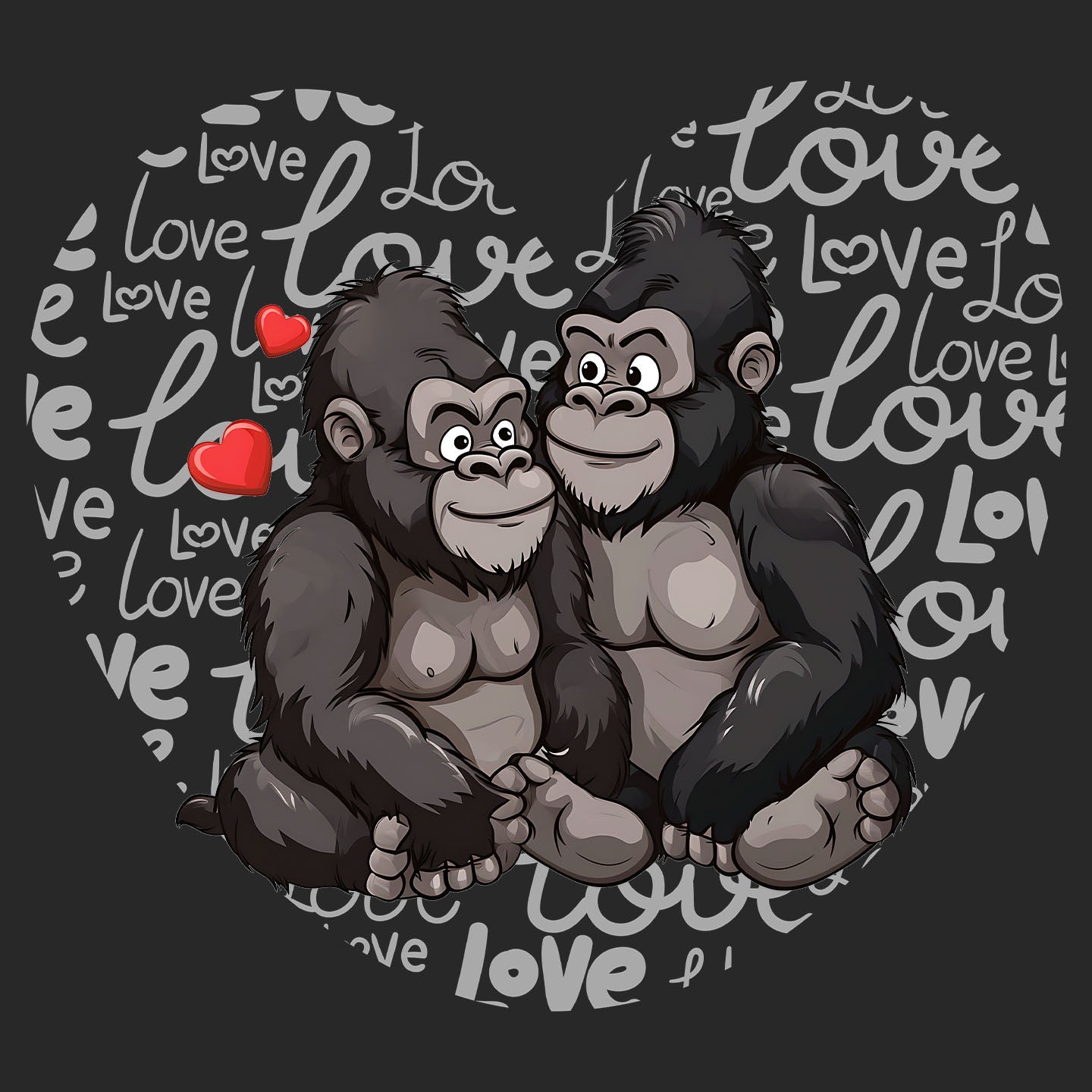 Gorilla Love Heart - Kids' Unisex Hoodie Sweatshirt