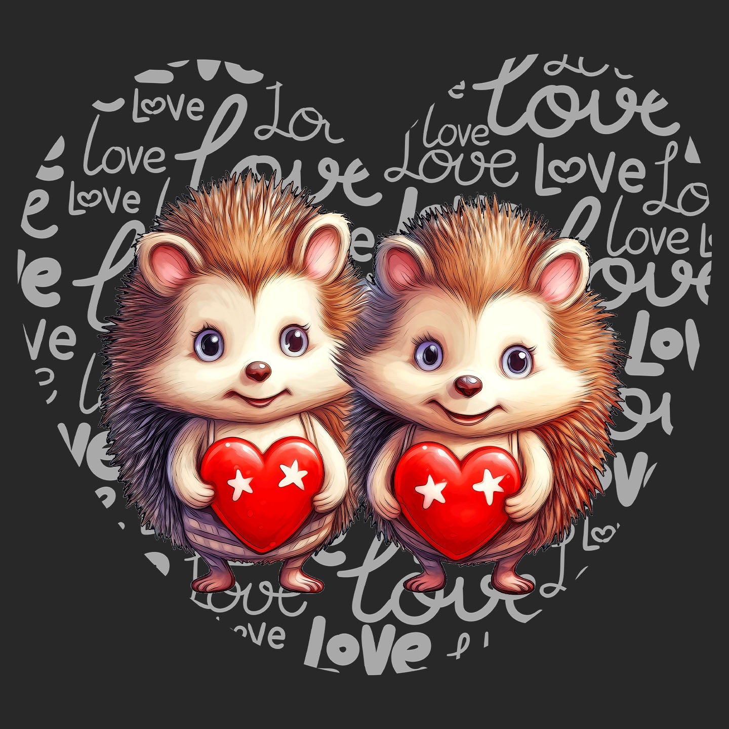 Hedgehog Love Heart - Kids' Unisex Hoodie Sweatshirt