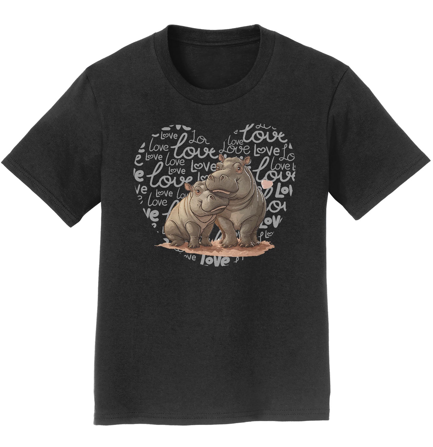 Hippopotamus Love Heart - Kids' Unisex T-Shirt