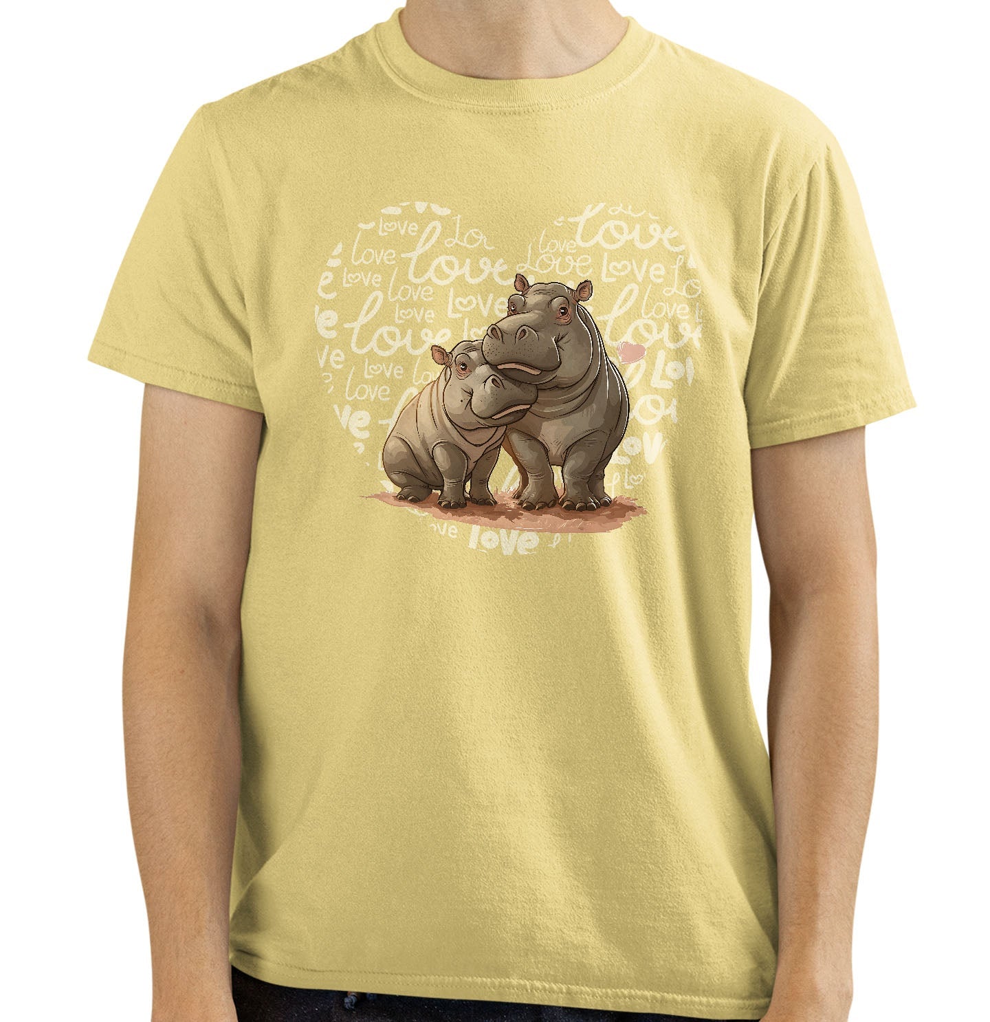 Hippopotamus Love Heart - Adult Unisex T-Shirt