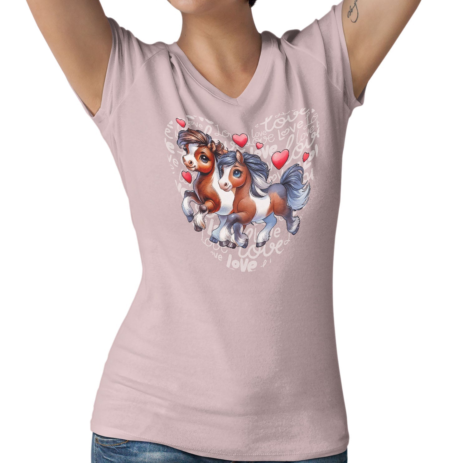 Horse Love Heart - Women's V-Neck T-Shirt