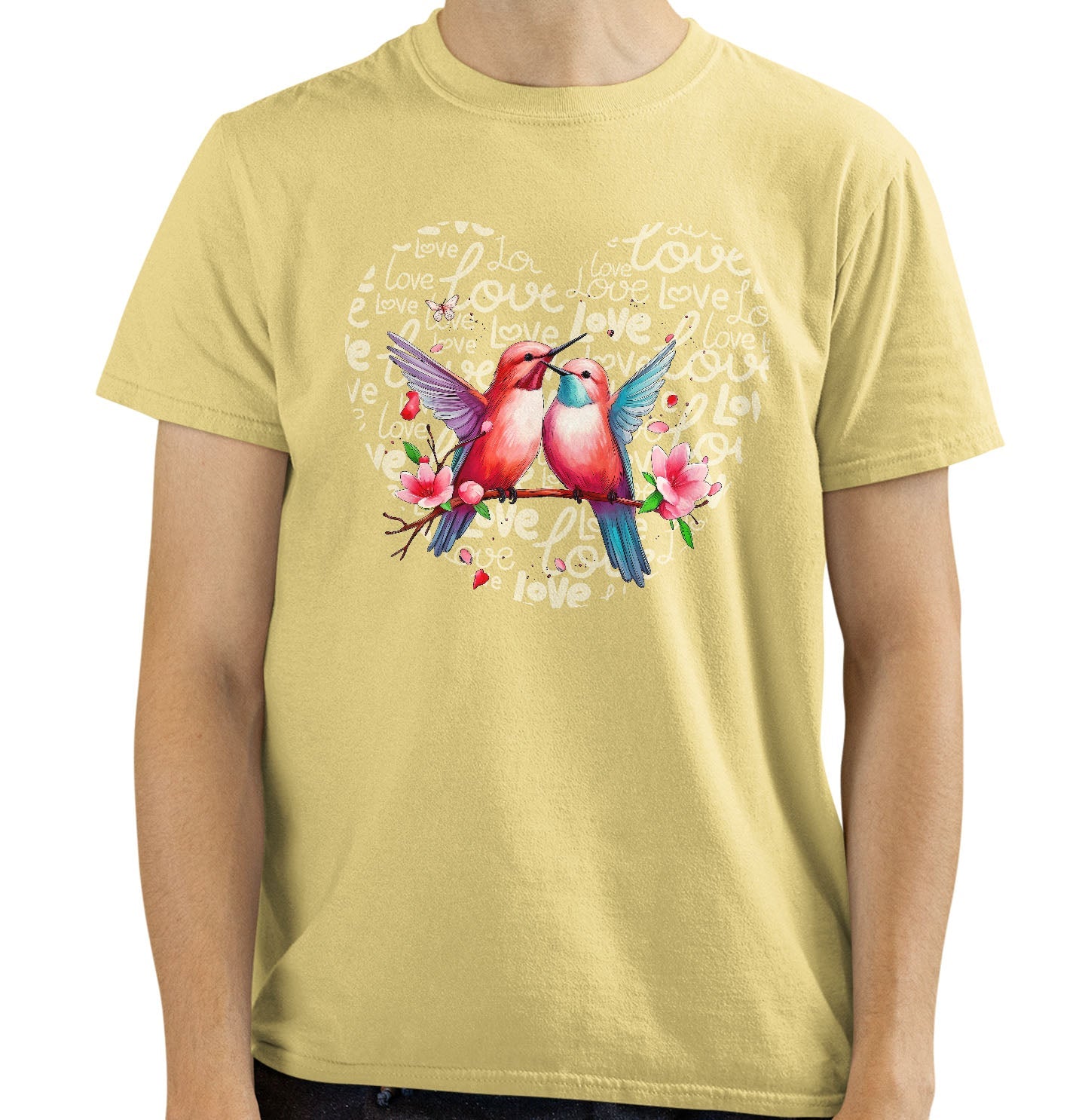 Hummingbird Love Heart - Adult Unisex T-Shirt