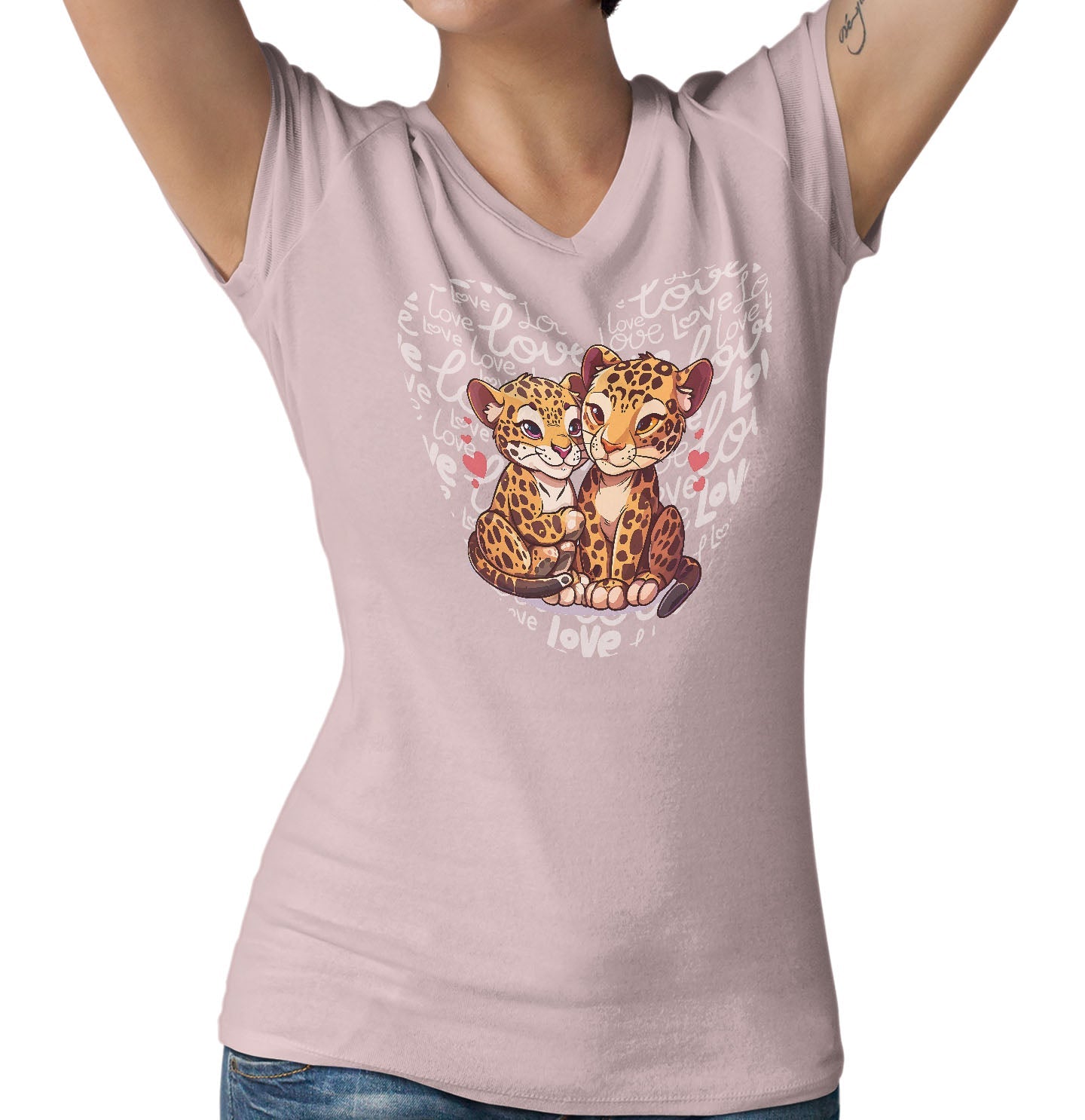 Jaguar Love Heart - Women's V-Neck T-Shirt