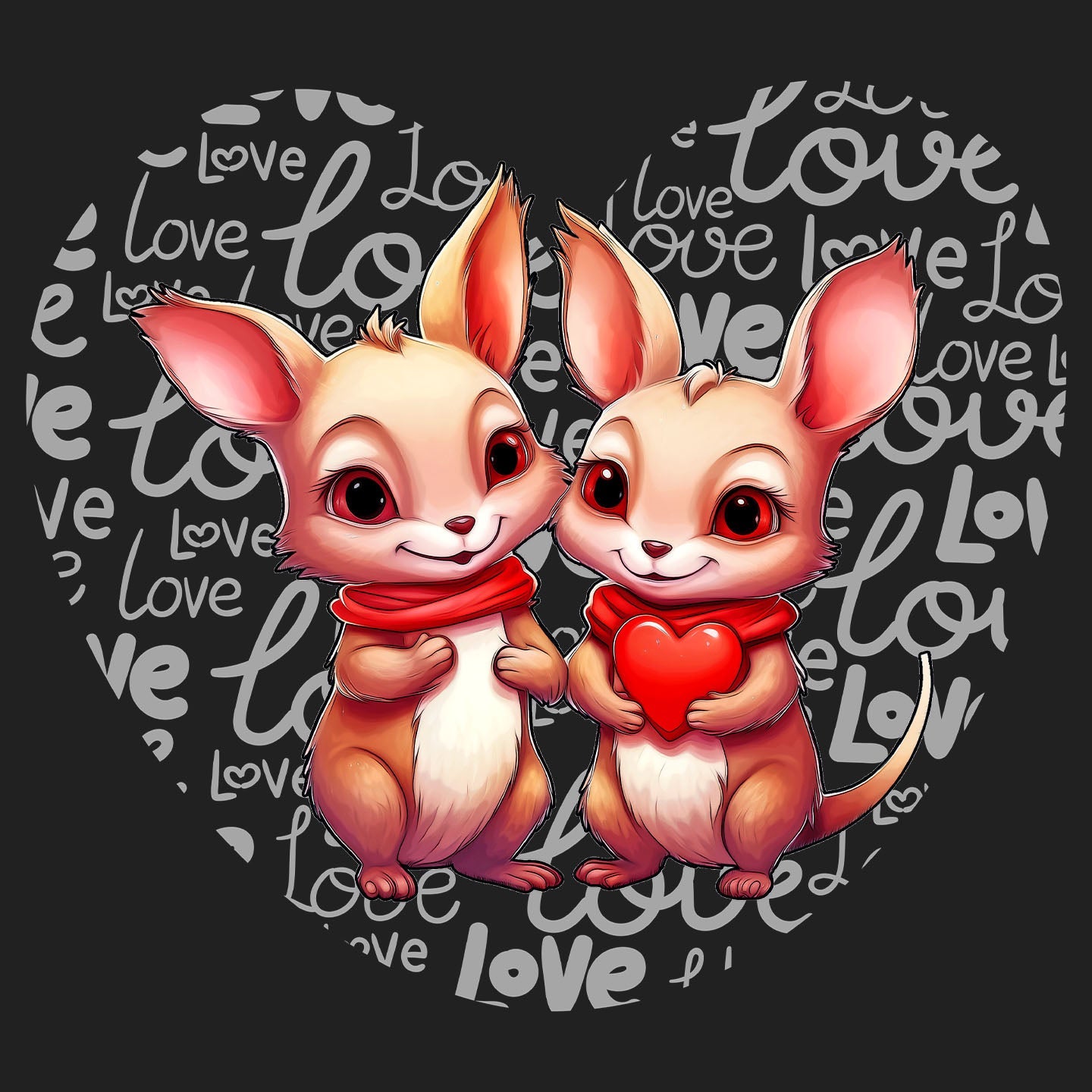 Kangaroo Love Heart - Women's V-Neck T-Shirt