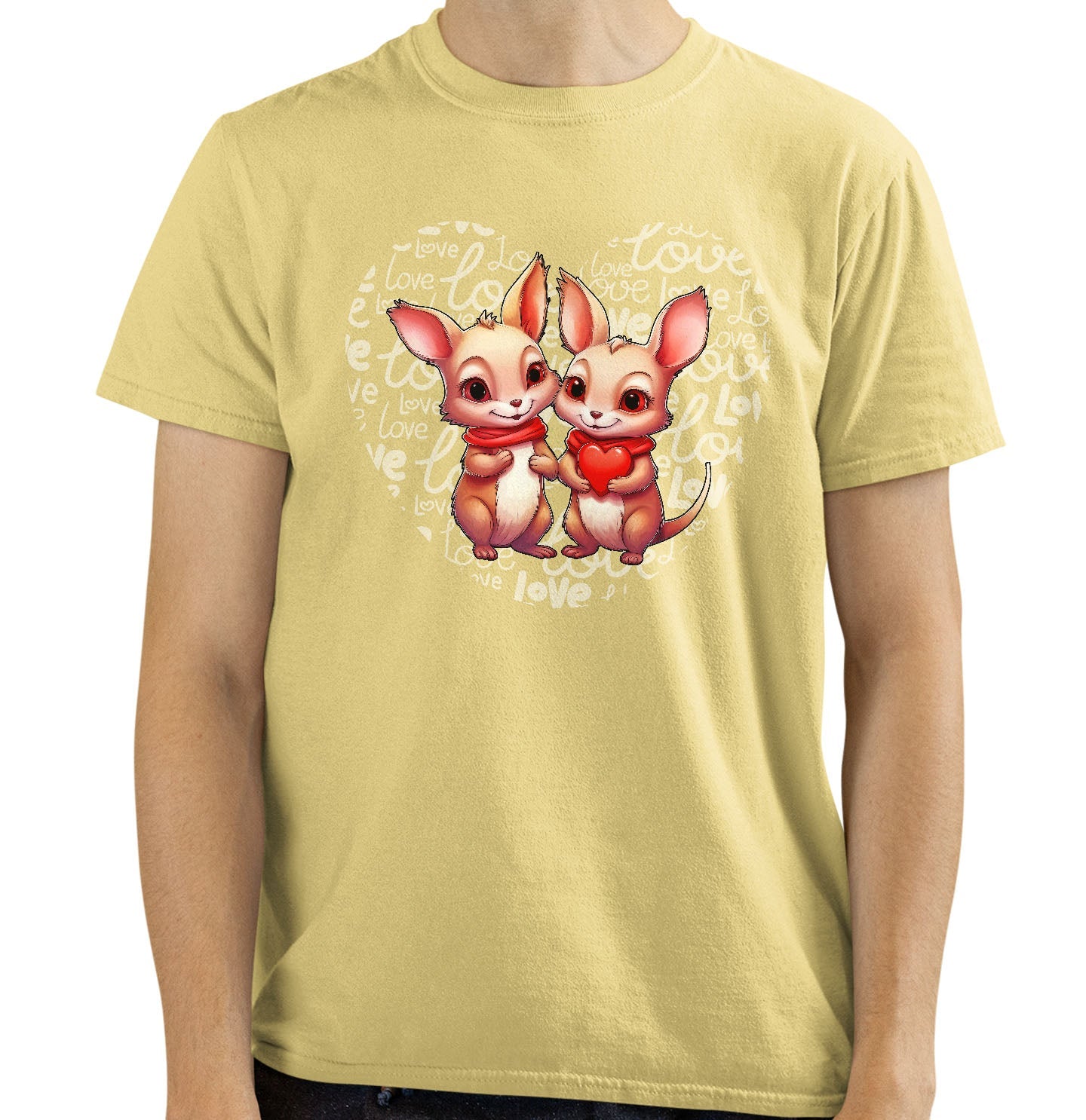 Kangaroo Love Heart - Adult Unisex T-Shirt
