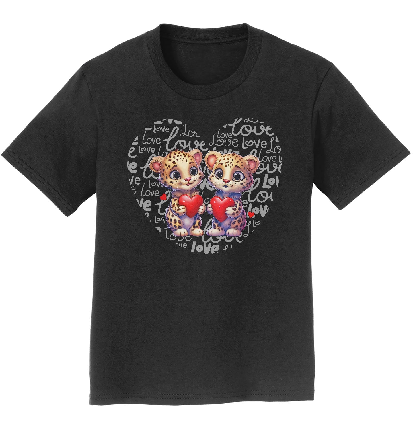 Leopard Love Heart - Kids' Unisex T-Shirt