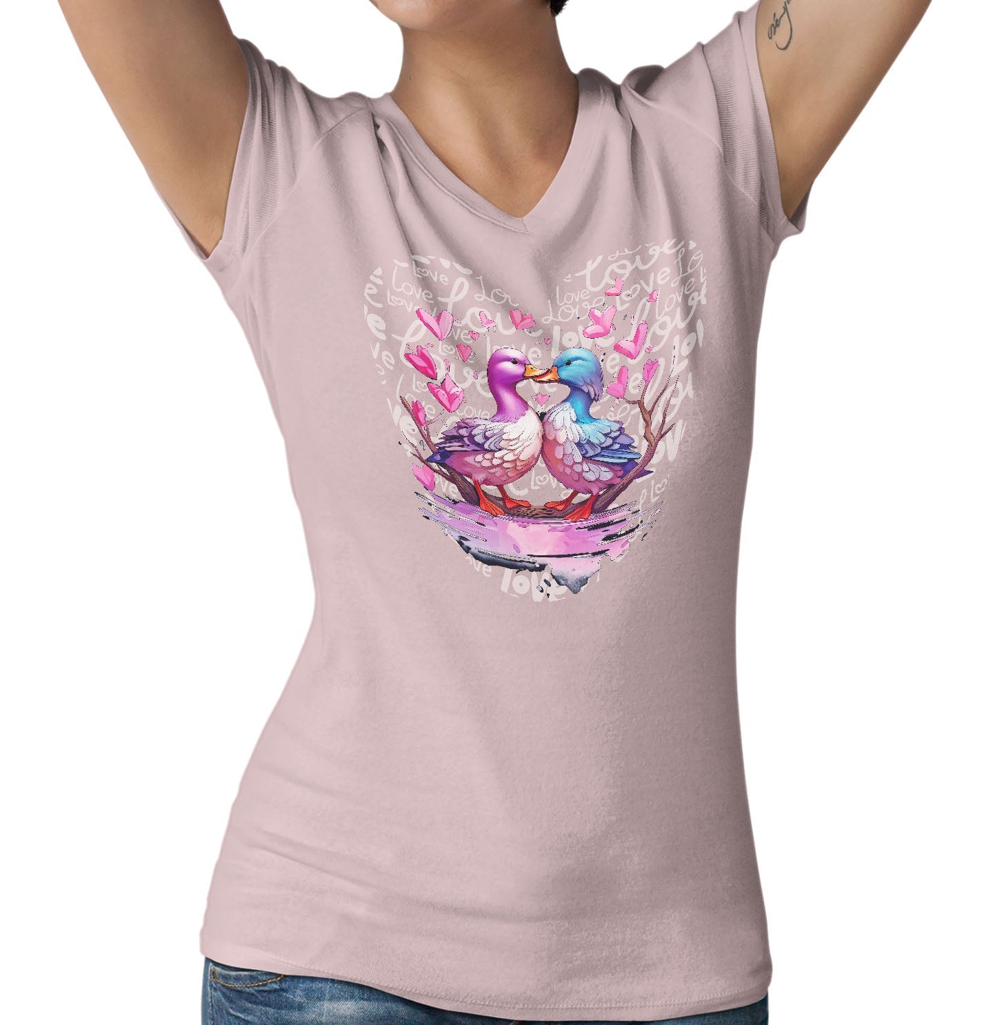 Mallard Love Heart - Women's V-Neck T-Shirt