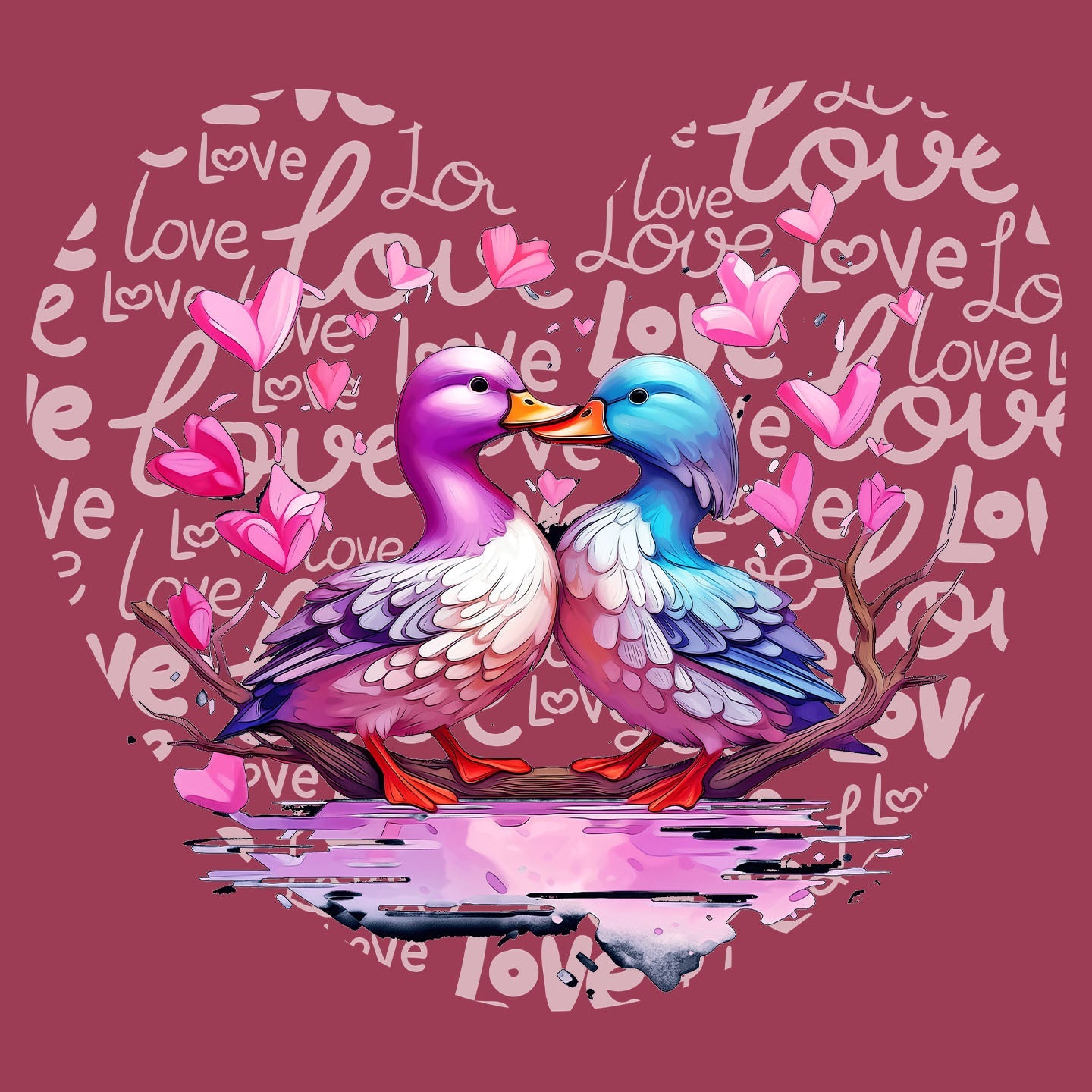 Mallard Love Heart - Adult Unisex T-Shirt