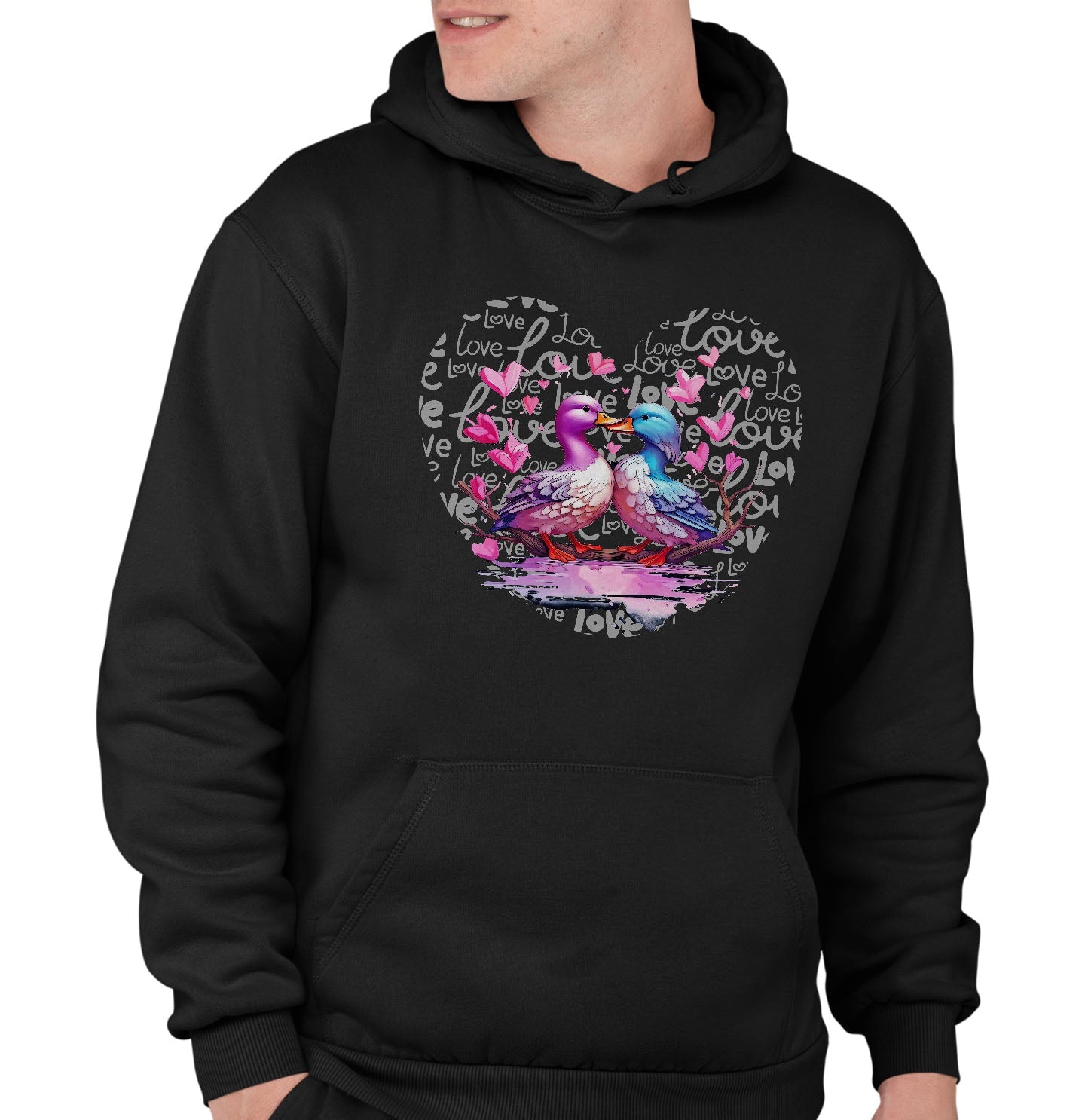 Mallard Love Heart - Adult Unisex Hoodie Sweatshirt