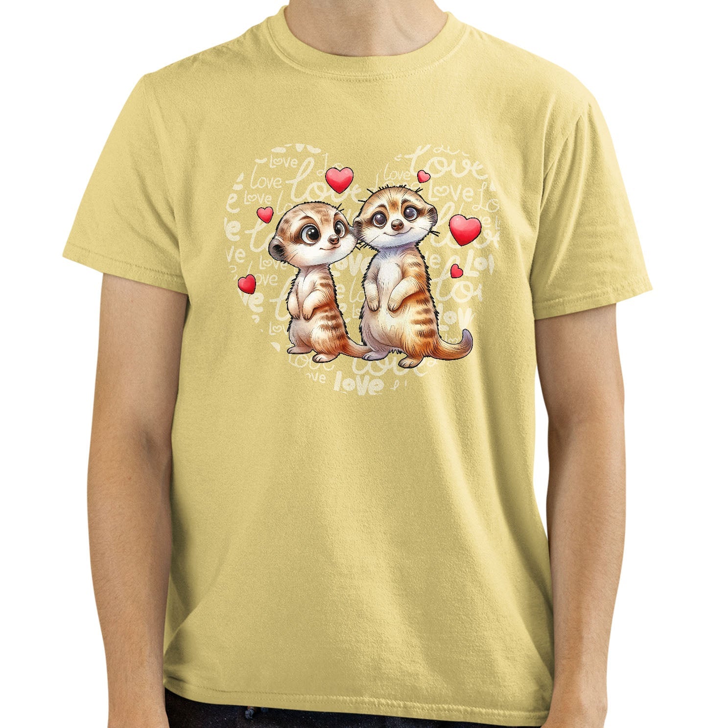 Meerkat Love Heart - Adult Unisex T-Shirt
