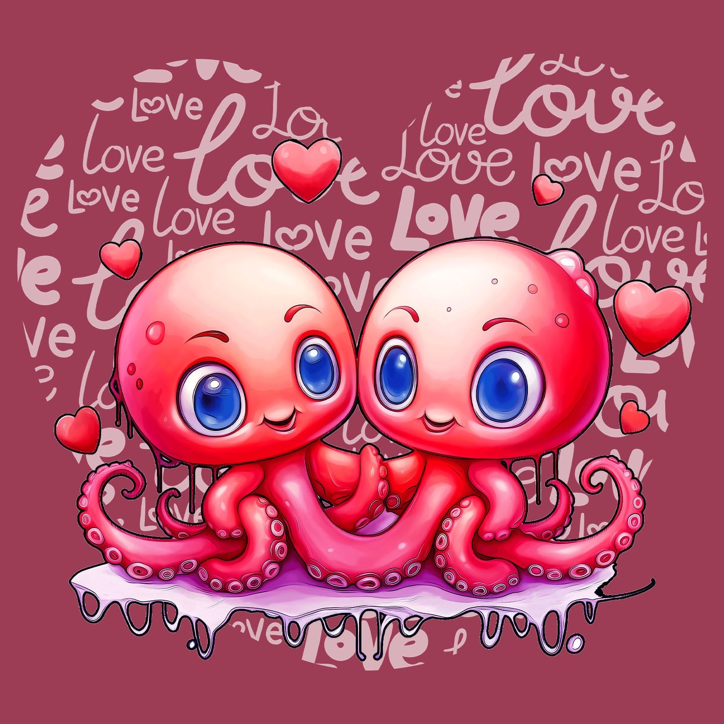 Octopus Love Heart - Adult Unisex T-Shirt