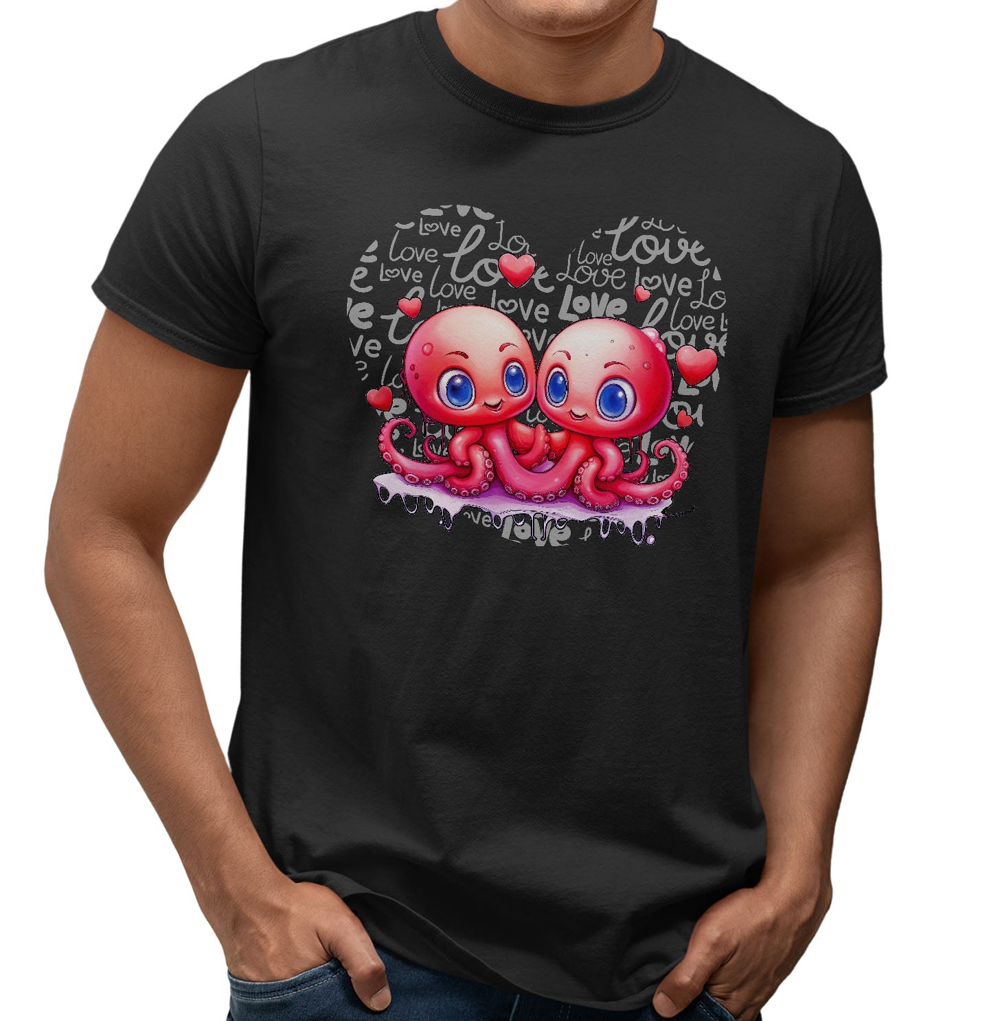 Octopus Love Heart - Adult Unisex T-Shirt