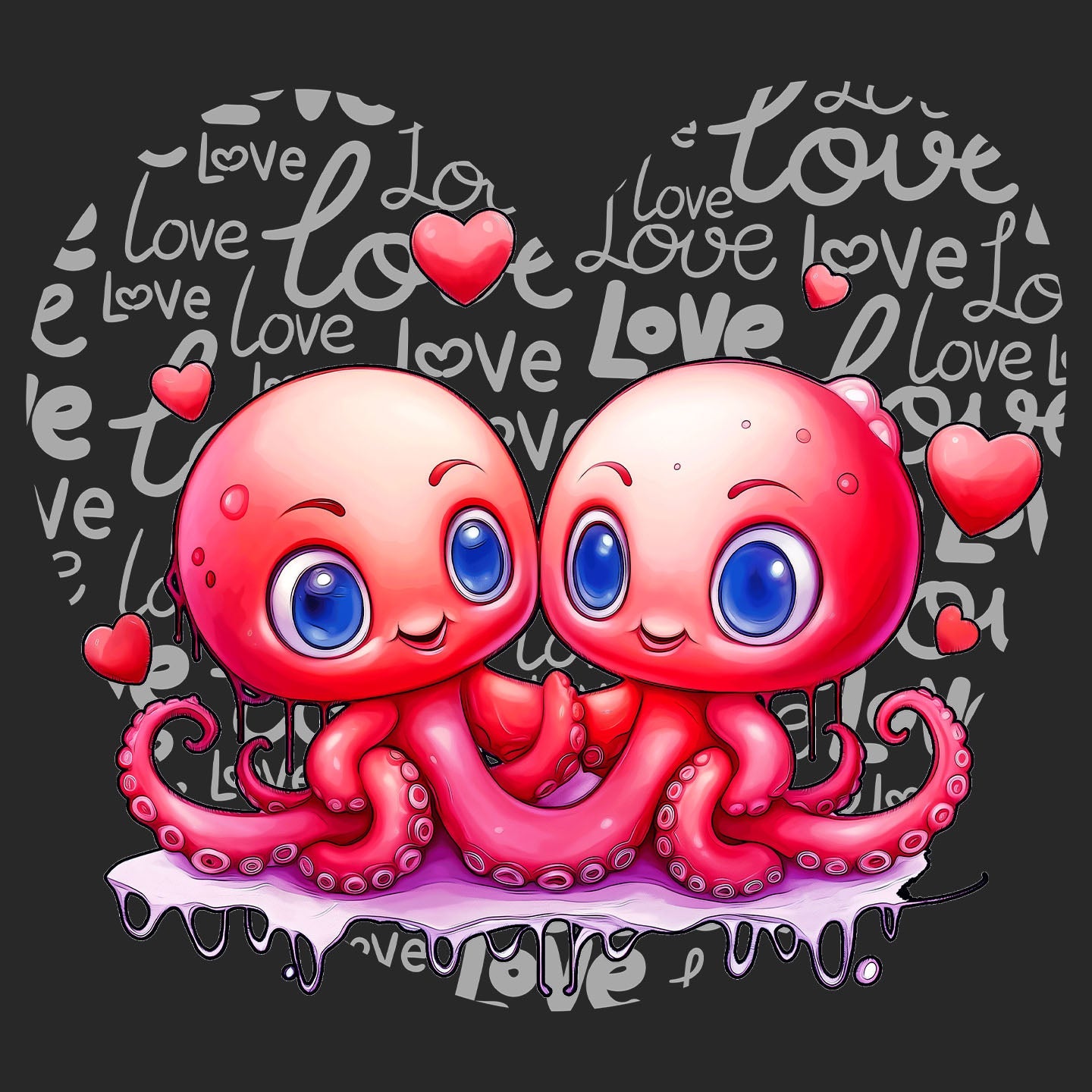 Octopus Love Heart - Kids' Unisex Hoodie Sweatshirt