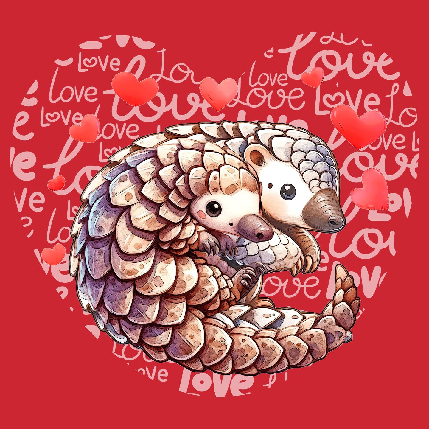 Pangolin Love Heart - Kids' Unisex T-Shirt