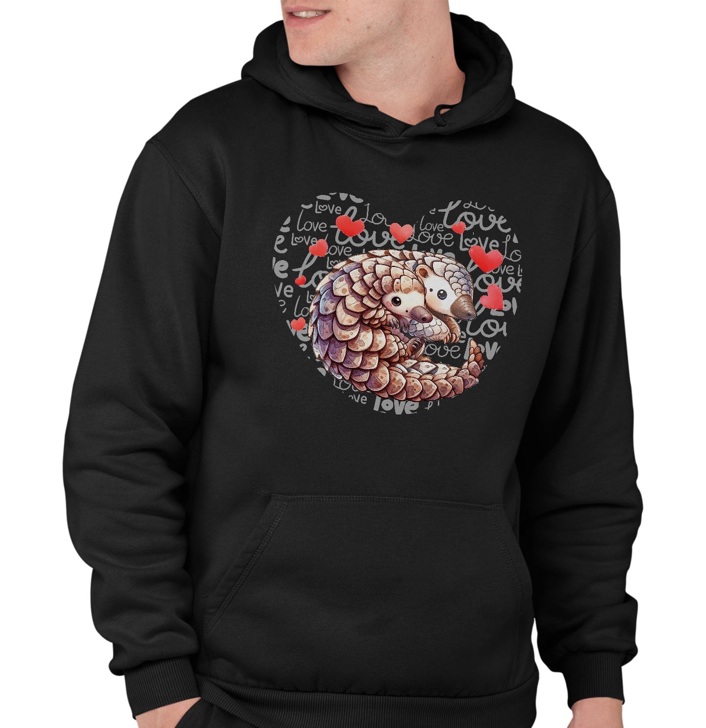 Pangolin Love Heart - Adult Unisex Hoodie Sweatshirt