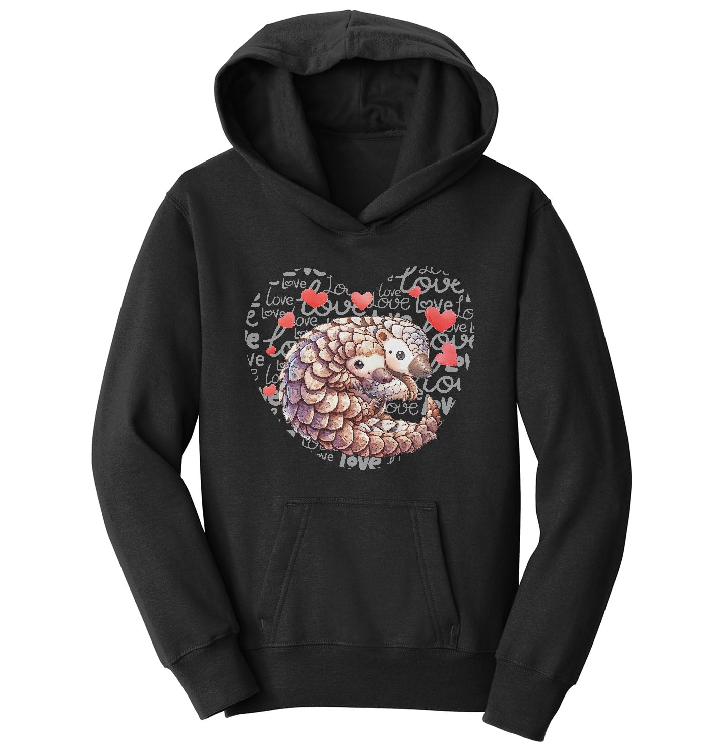Pangolin Love Heart - Kids' Unisex Hoodie Sweatshirt