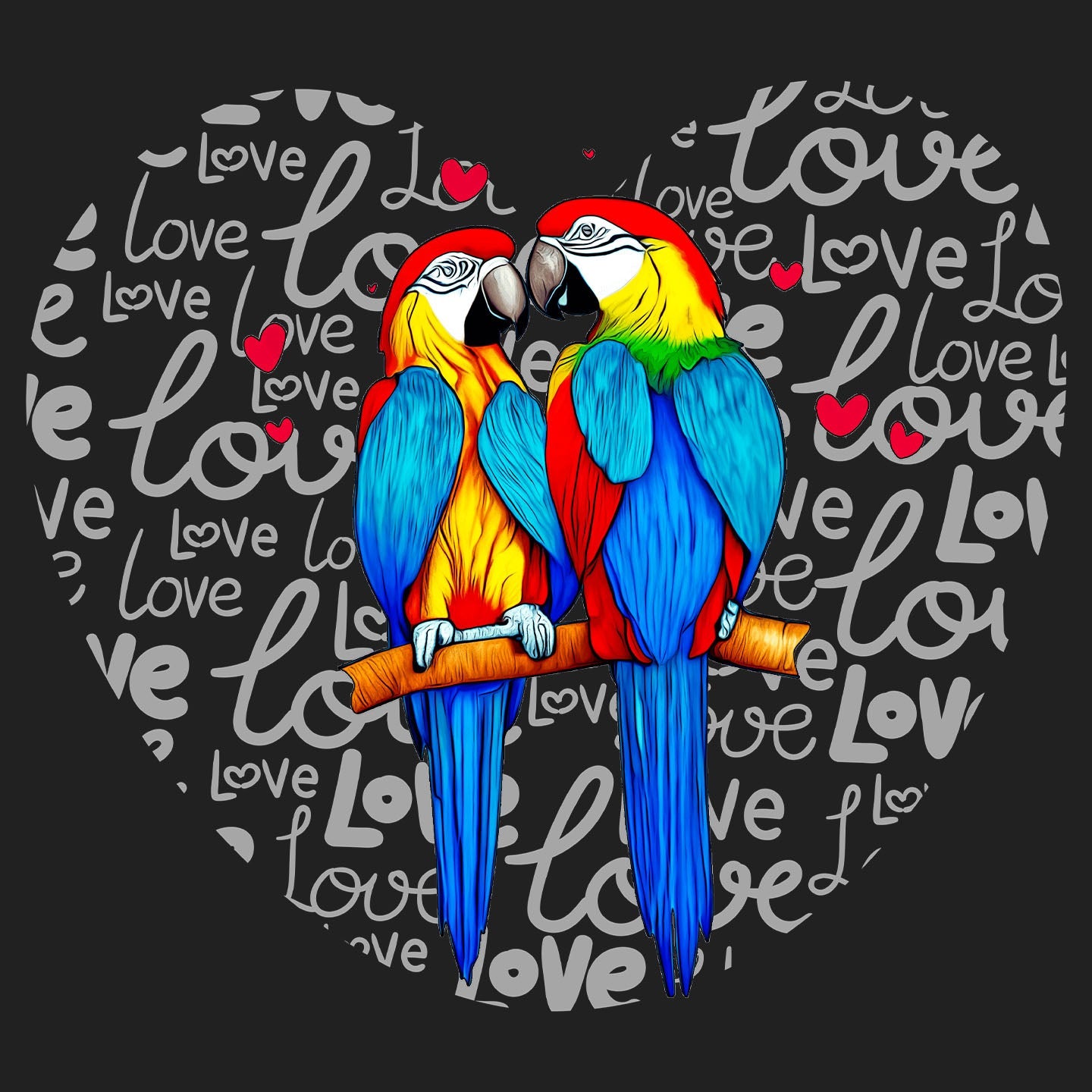 Parrot Love Heart - Women's V-Neck T-Shirt