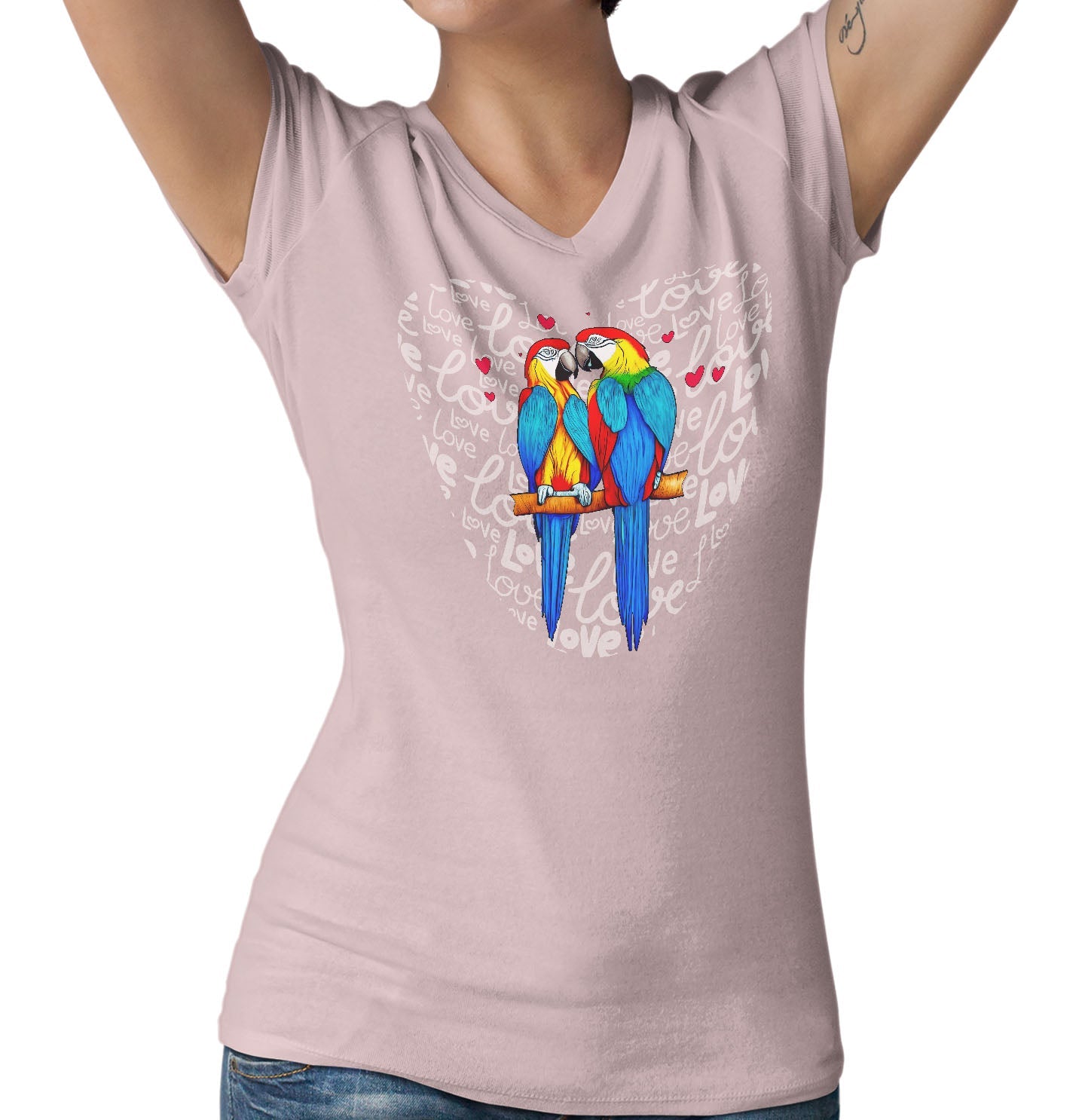 Parrot Love Heart - Women's V-Neck T-Shirt