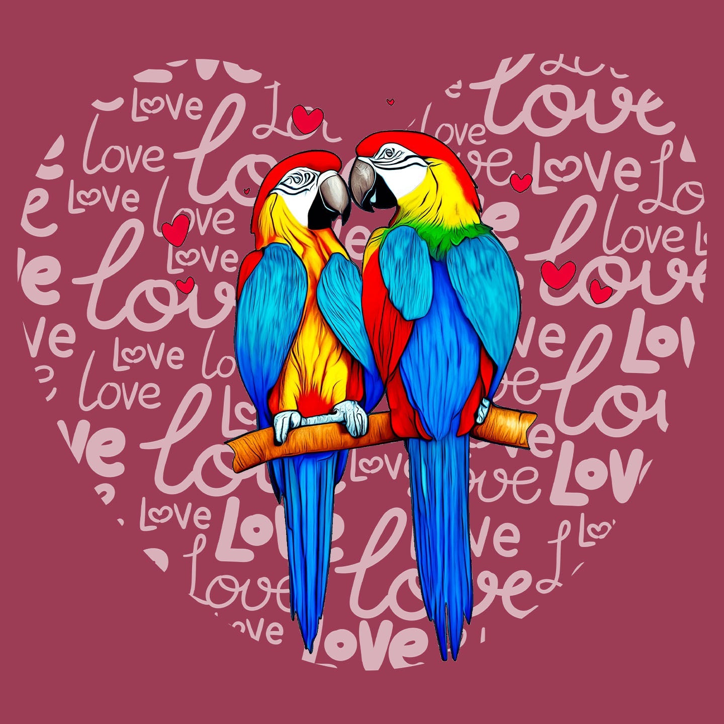 Parrot Love Heart - Adult Unisex T-Shirt