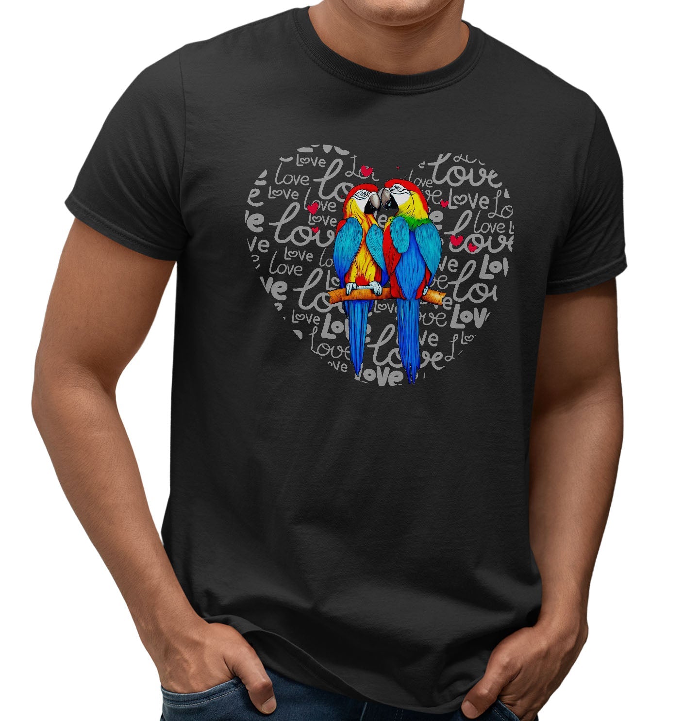 Parrot Love Heart - Adult Unisex T-Shirt