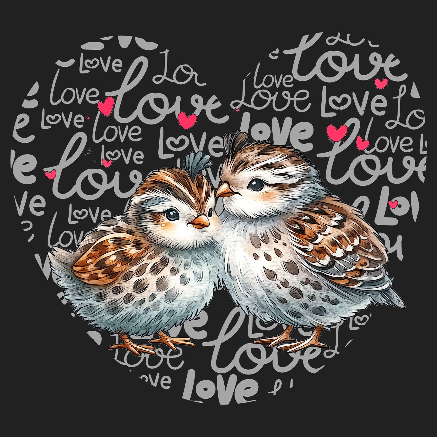 Quail Love Heart - Women's V-Neck T-Shirt