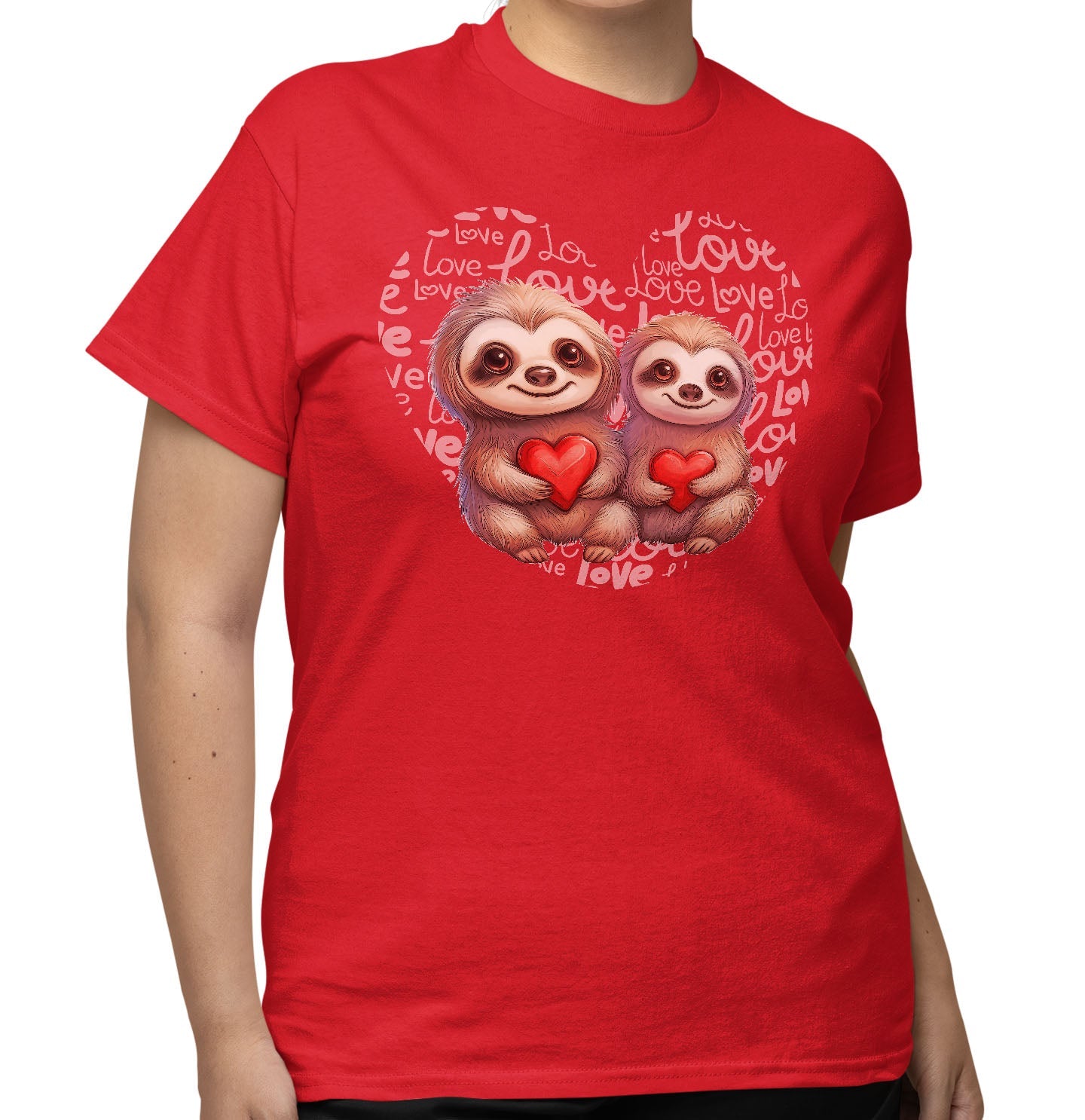 Sloth Love Heart - Adult Unisex T-Shirt