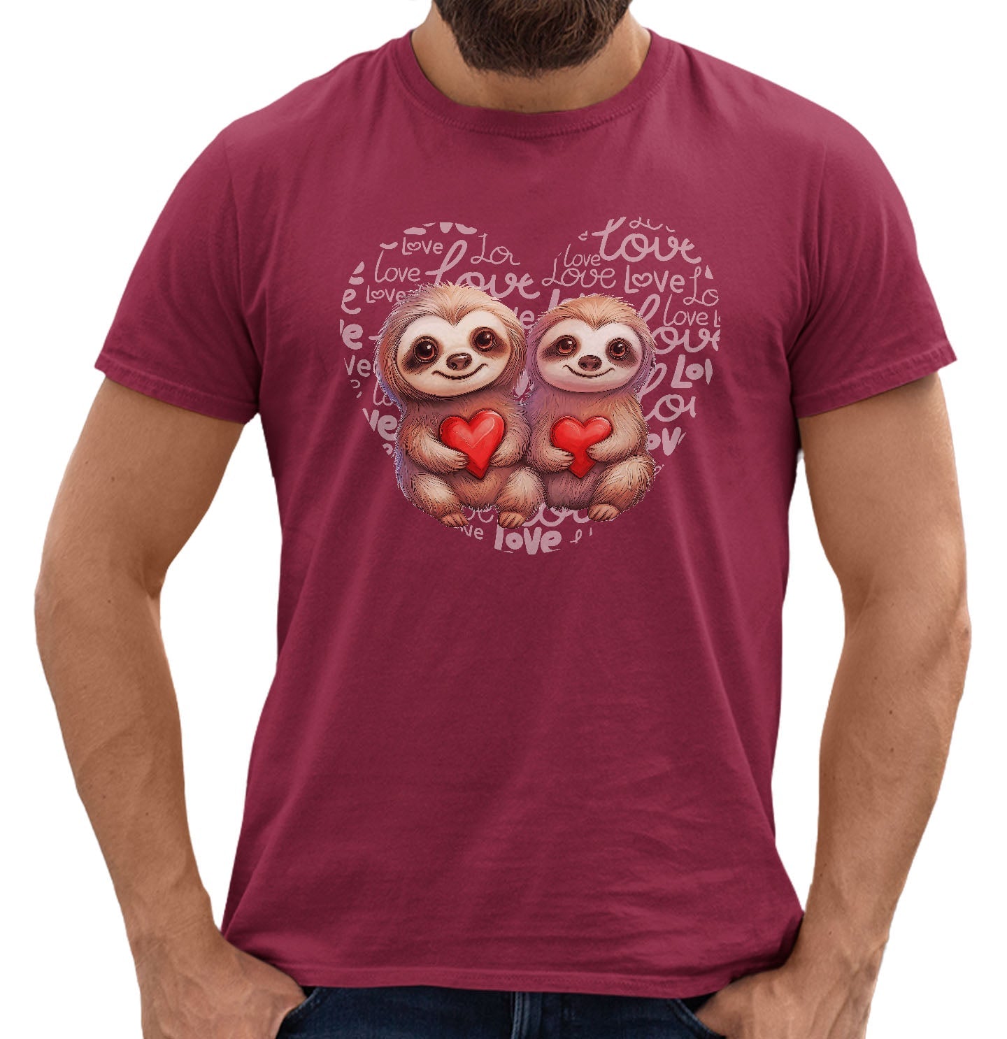 Sloth Love Heart - Adult Unisex T-Shirt