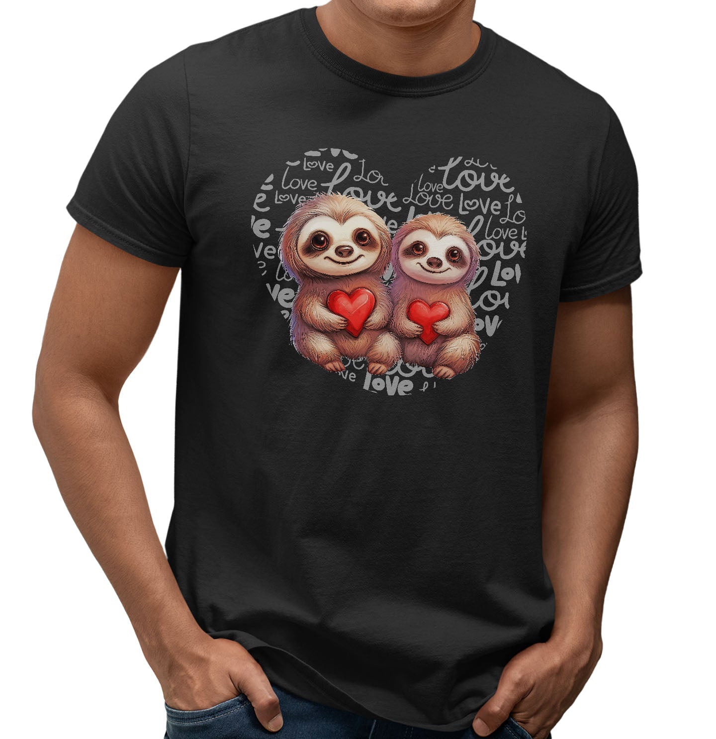Sloth Love Heart - Adult Unisex T-Shirt
