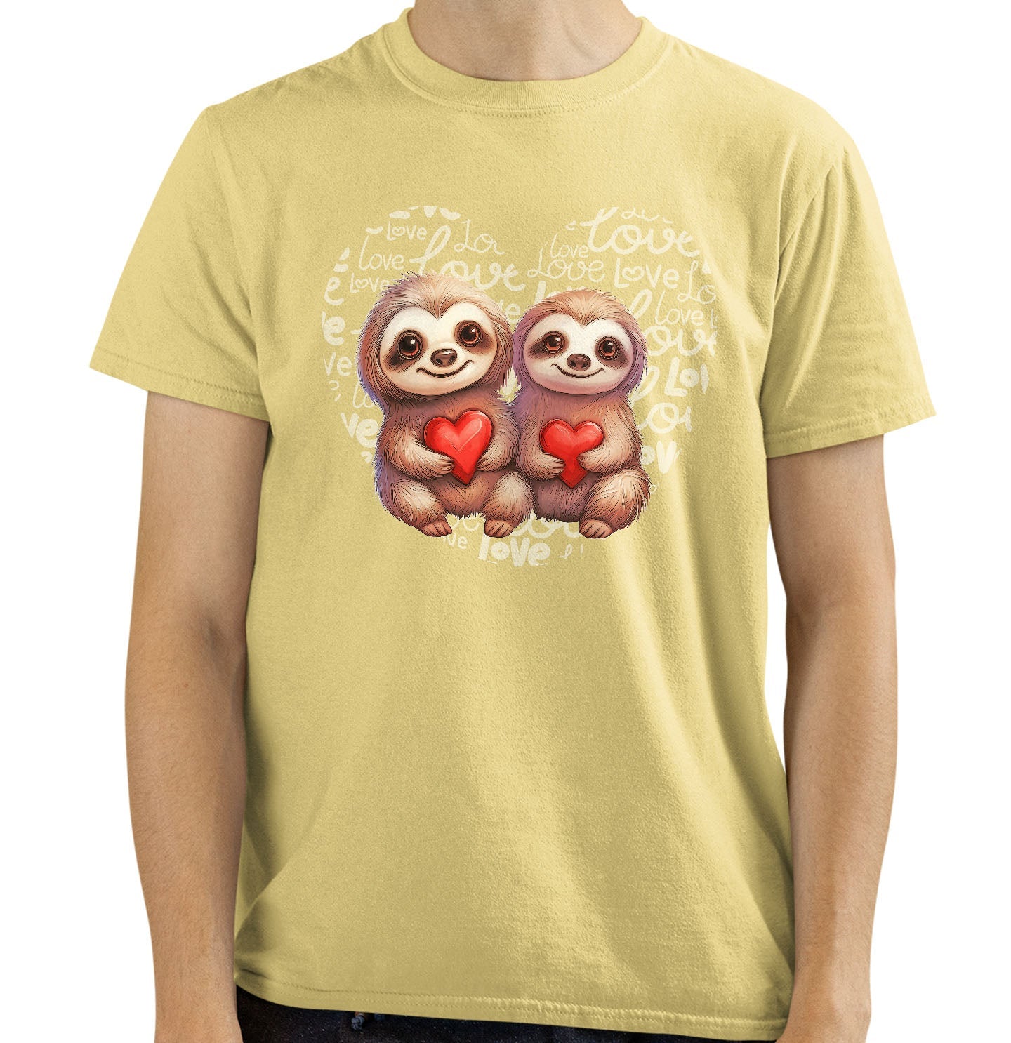 Sloth Love Heart - Adult Unisex T-Shirt