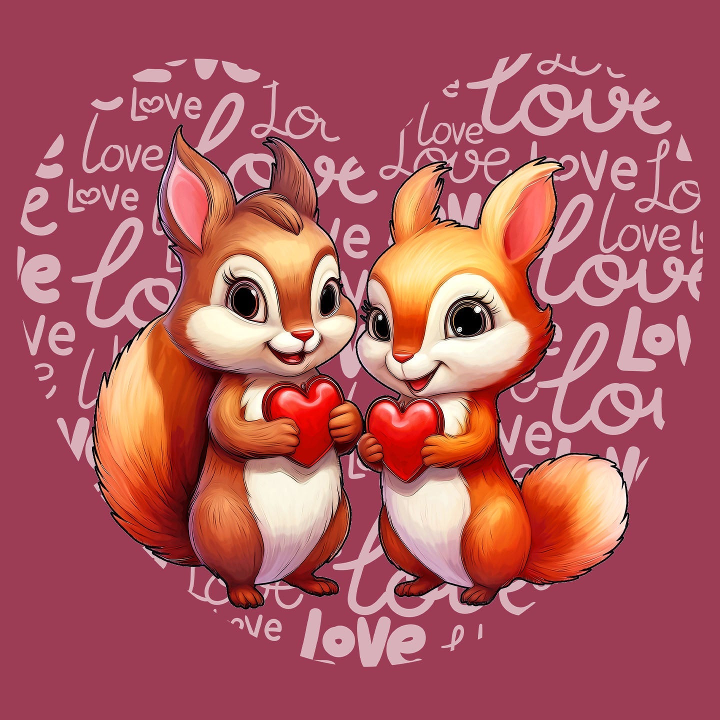 Squirrel Love Heart - Adult Unisex T-Shirt