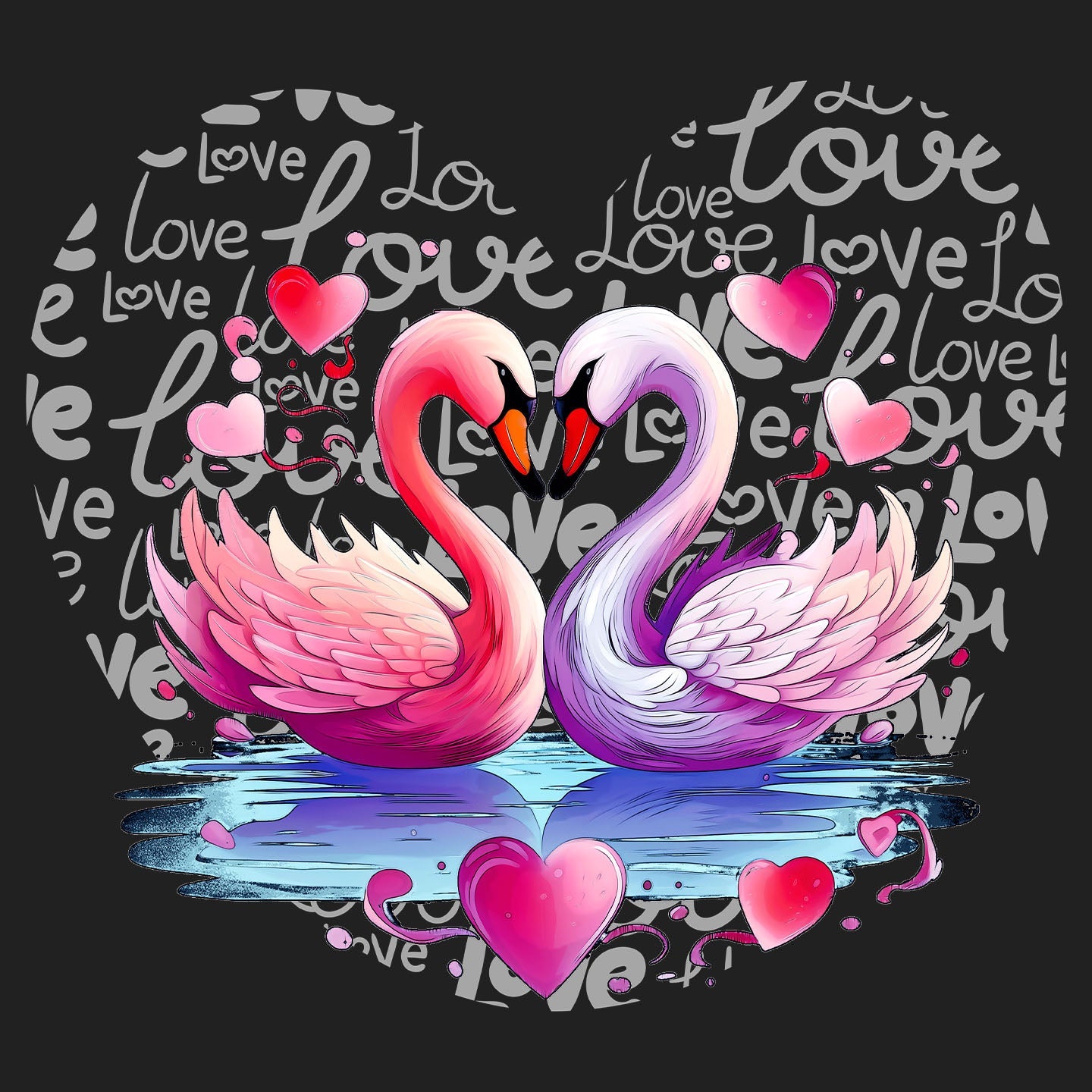 Swan Love Heart - Women's V-Neck T-Shirt