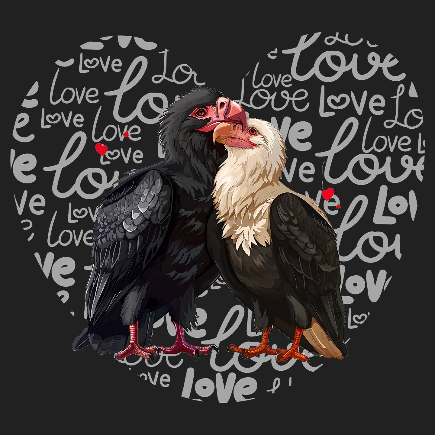 Vulture Love Heart - Women's V-Neck T-Shirt
