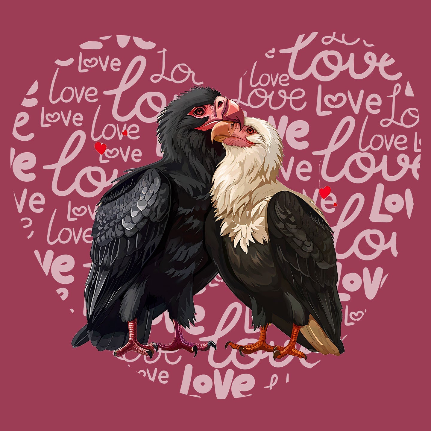 Vulture Love Heart - Adult Unisex T-Shirt