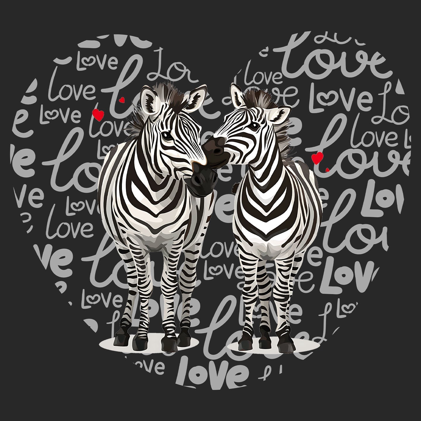 Zebra Love Heart - Adult Unisex Hoodie Sweatshirt
