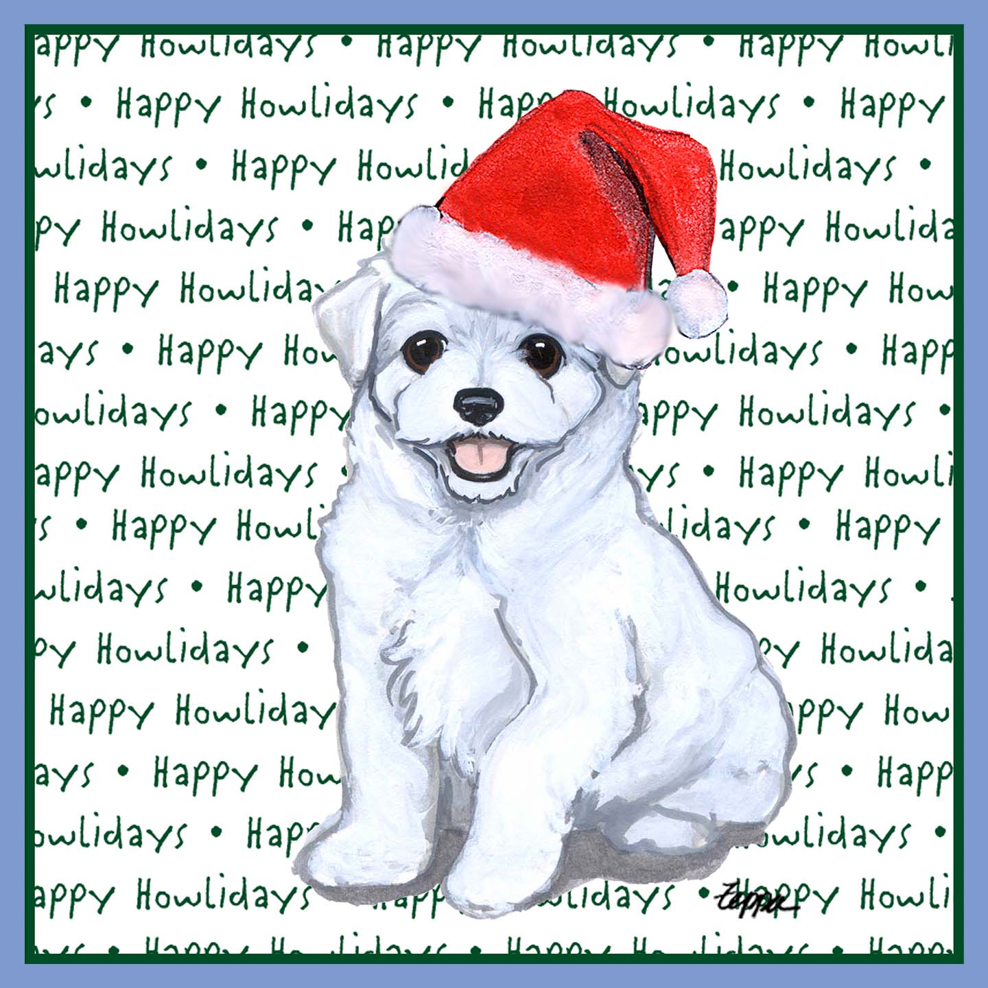 Maltese Happy Puppy Howlidays Text - Women's Tri-Blend T-Shirt