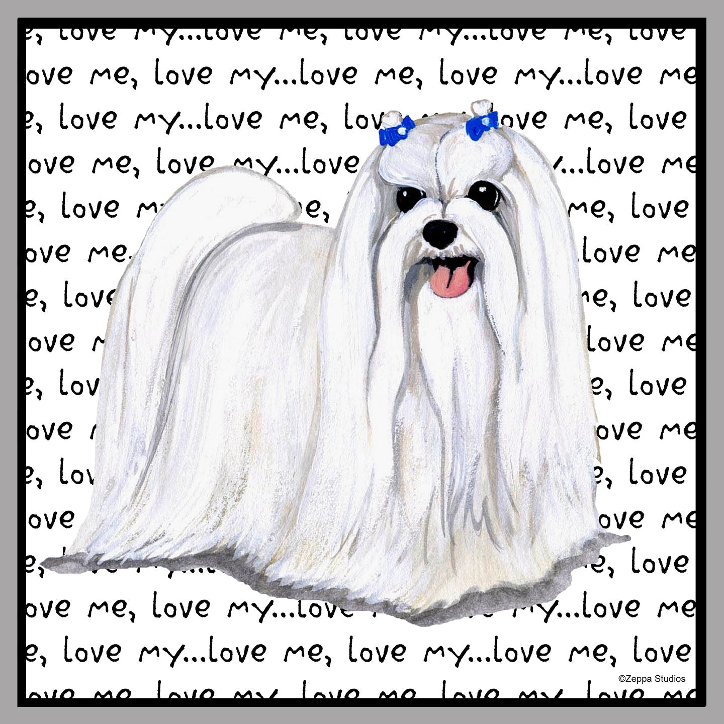 Maltese Love Text - Women's V-Neck Long Sleeve T-Shirt