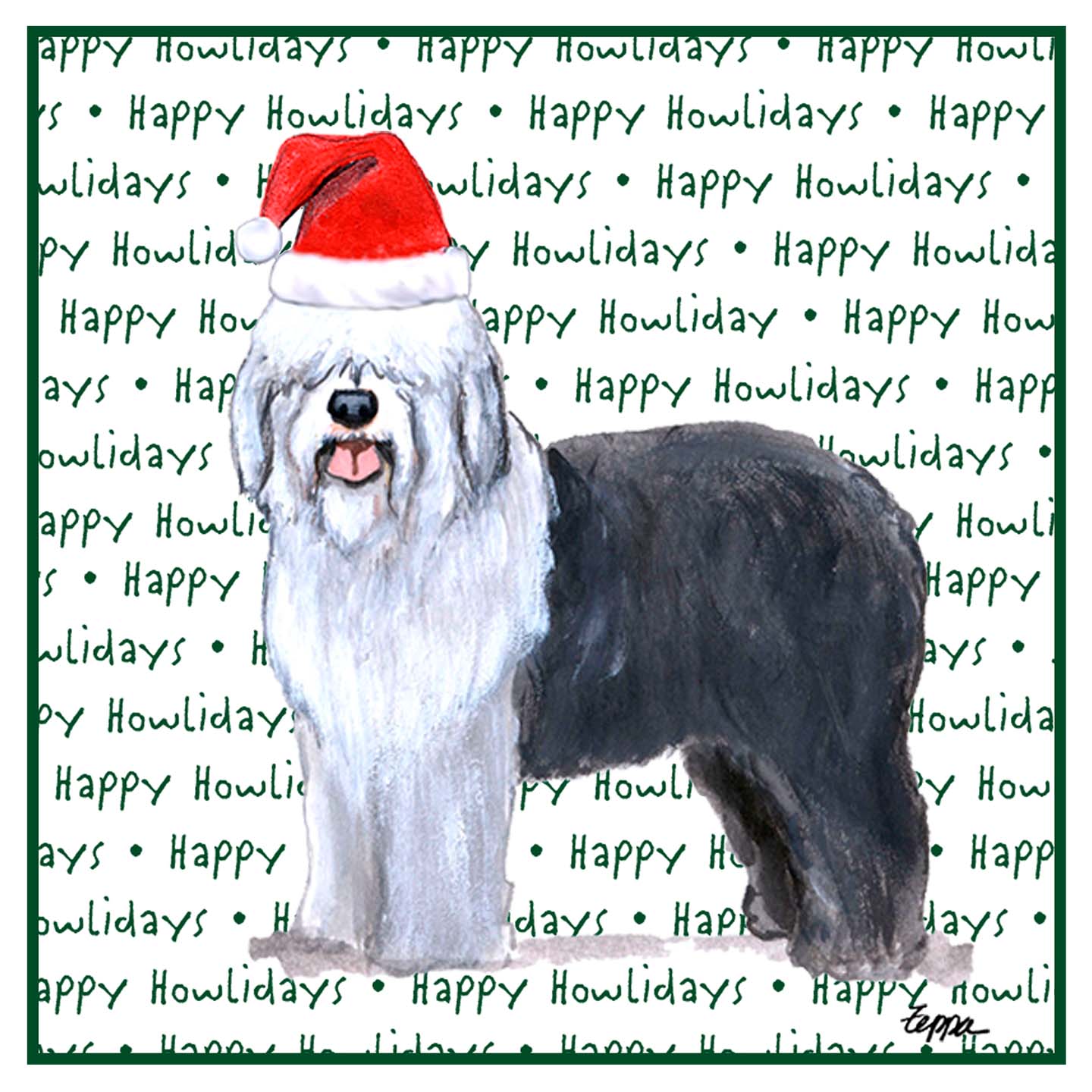 Old English Sheepdog Happy Howlidays Text - Adult Unisex Hoodie Sweatshirt